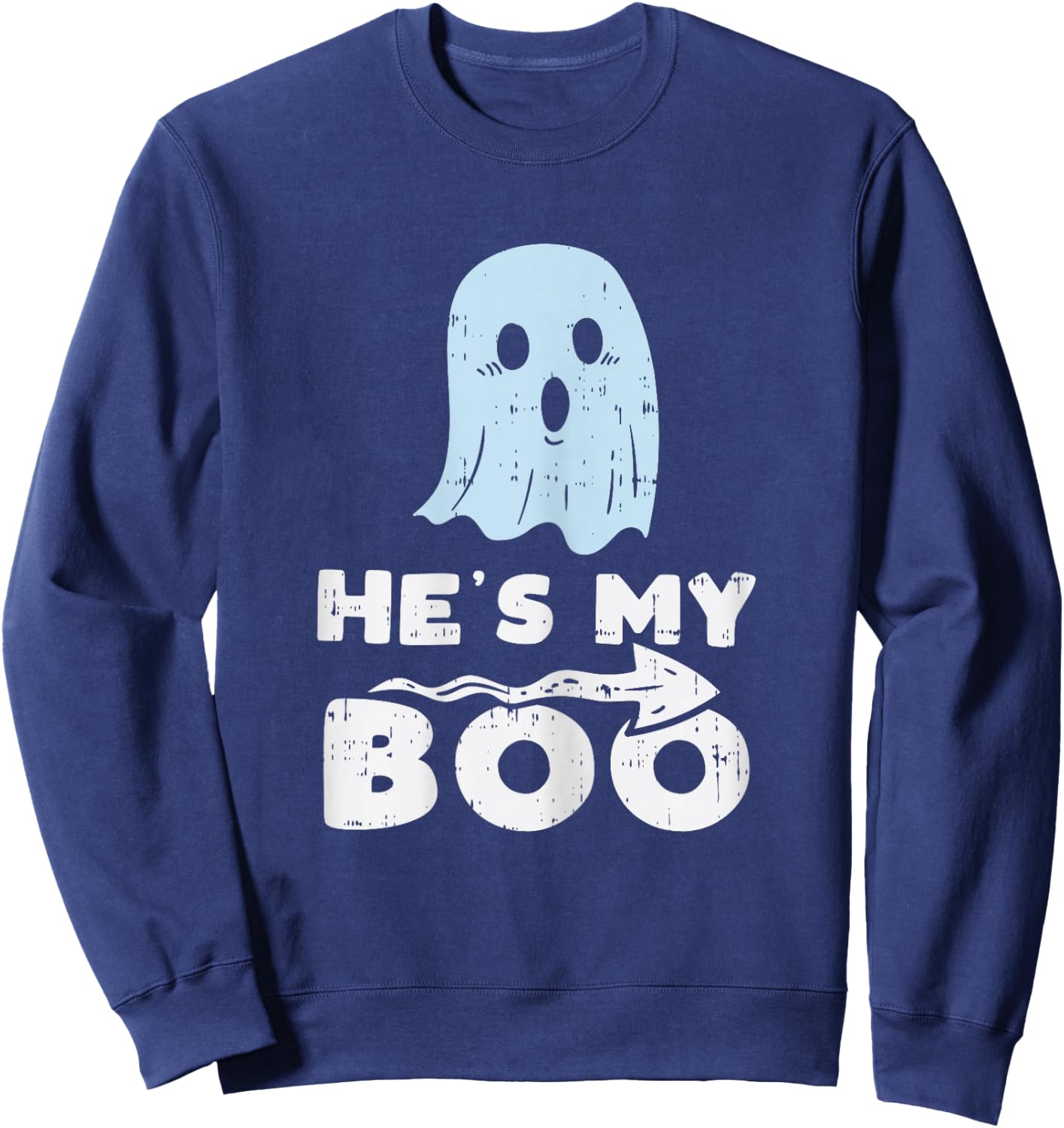 Hes My Boo Cute Matching Couple Halloween Costume Girlfriend Sweatshirt - Sweatshirt | Navy