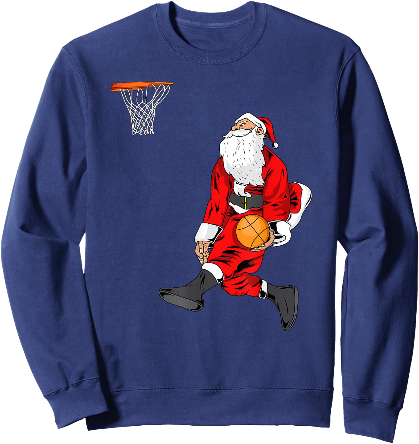 Santa Playing Basketball | Slam Dunk Christmas Gift Sweatshirt - Sweatshirt | Navy