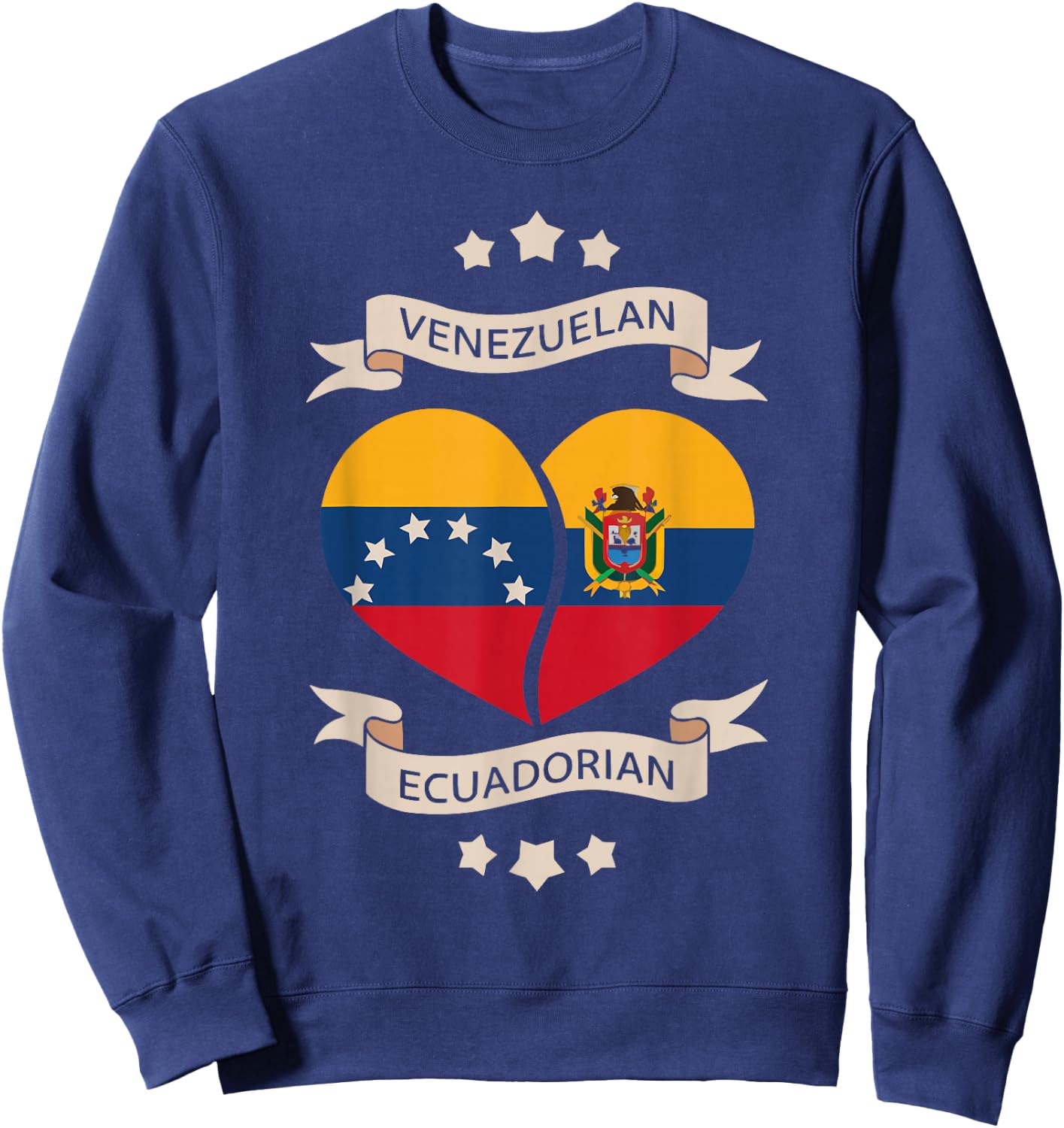 Half Venezuelan Half Ecuadorian Ecuador Flag Venezuela Sweatshirt - Sweatshirt | Navy