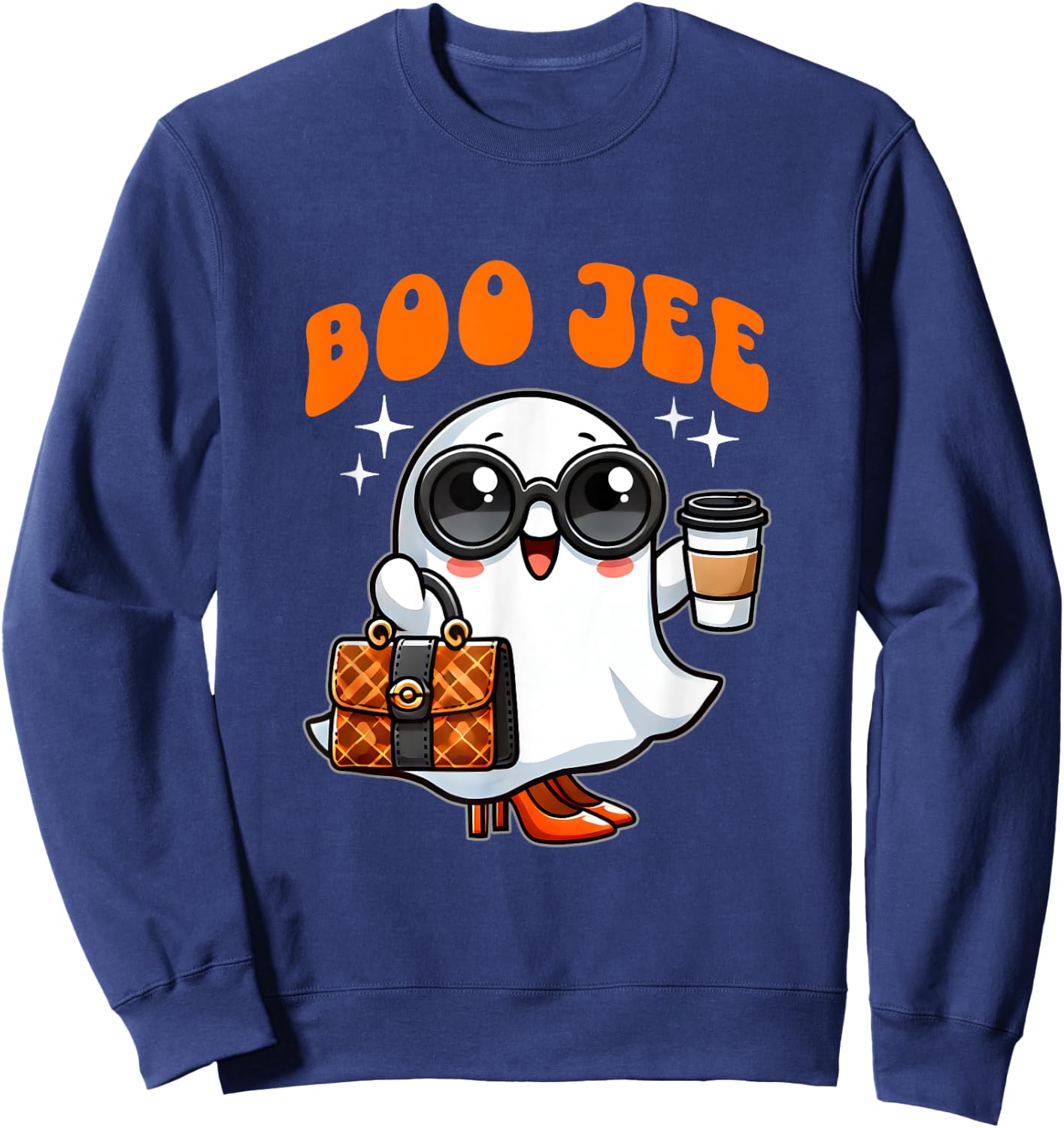 Cute Boo Jee Ghost Boujee Halloween Girl Women Sweatshirt - Sweatshirt | Navy