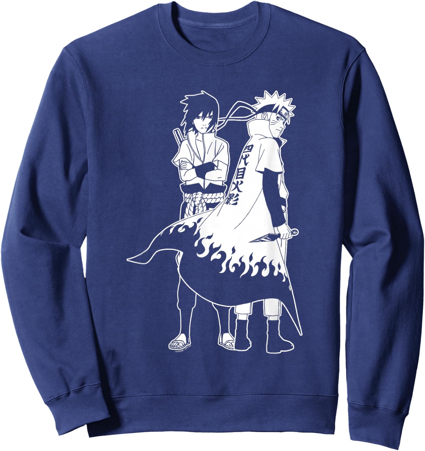 Naruto Shippuden Naruto and Sasuke Outline Anime Sweatshirt - Sweatshirt | Navy
