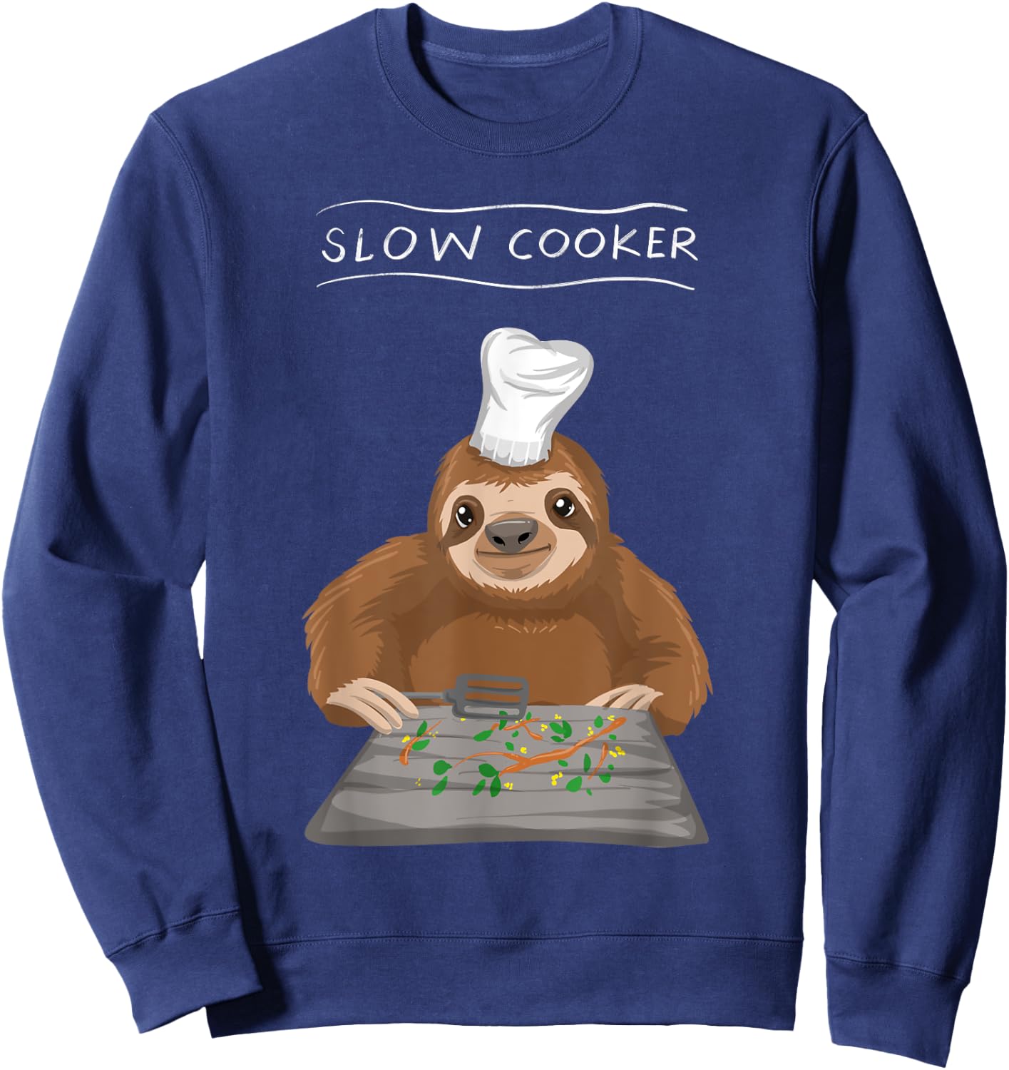 Cool Slow Cooker | Funny Sluggish Cooking Sloth Chef Gift Sweatshirt - Sweatshirt | Navy