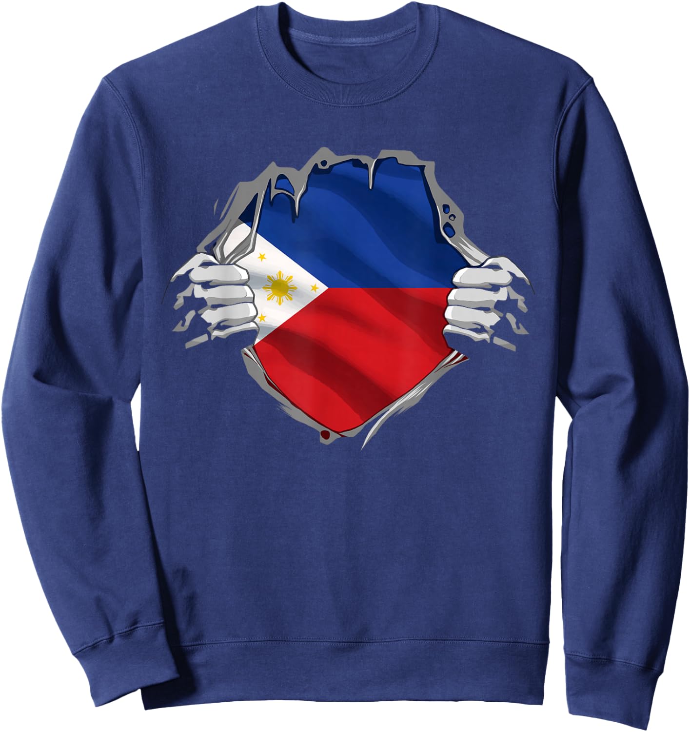 Filipino Flag Sun Philippines Shirt Filipina Pinoy Pride Sweatshirt - Sweatshirt | Navy