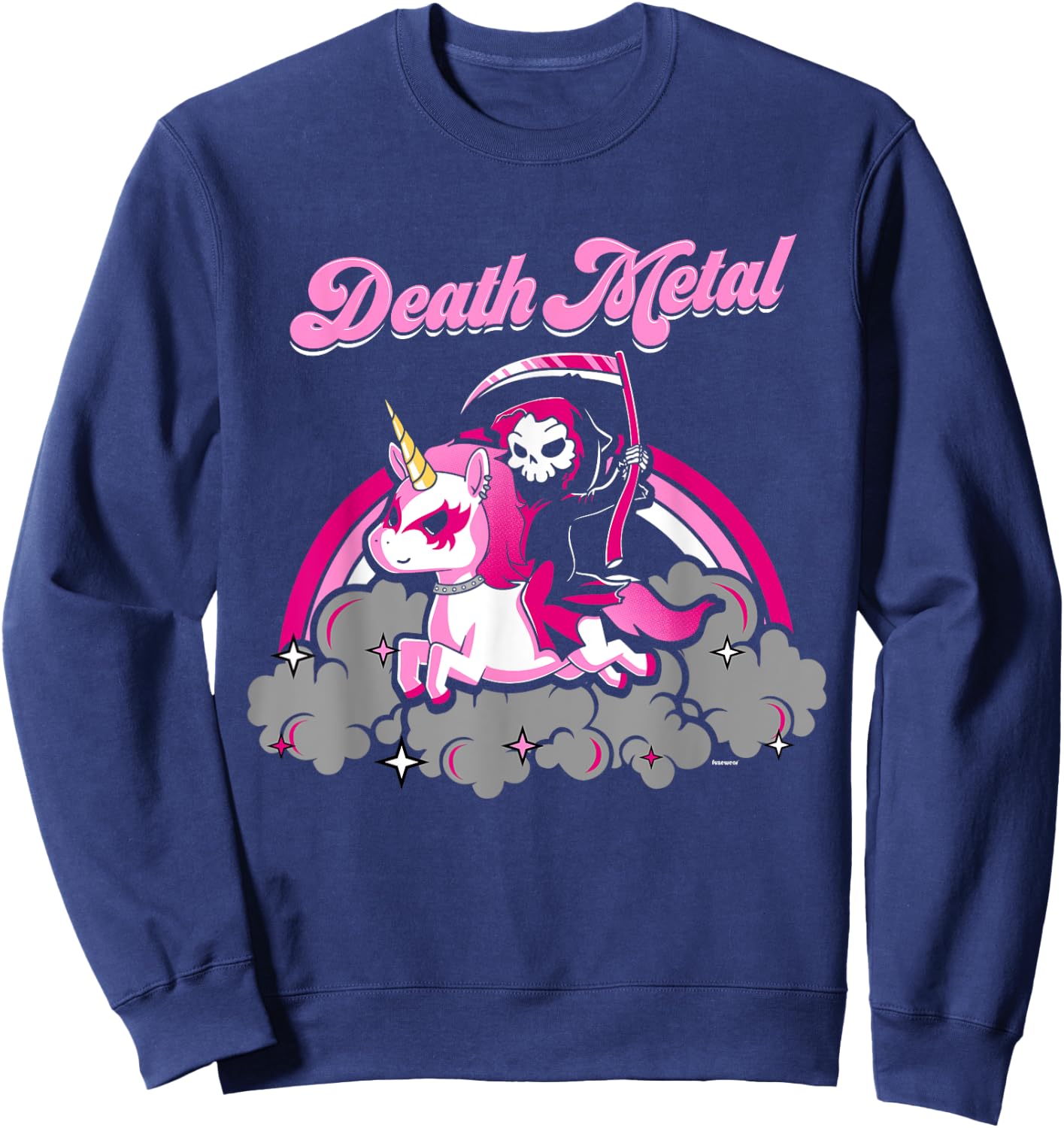 Unicorn Death Metal Rocker Go To Hell Shirt Pink Sweatshirt - Sweatshirt | Navy