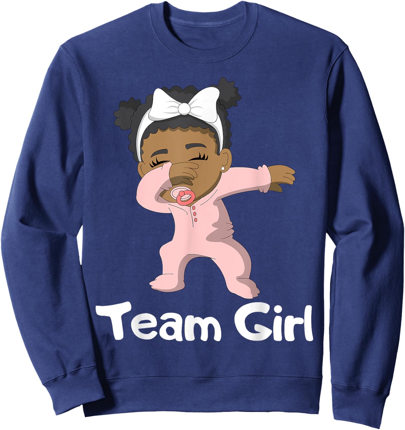 Gender Reveal Party Team Girl Cute Dabbing Black Baby Sweatshirt - Sweatshirt | Navy