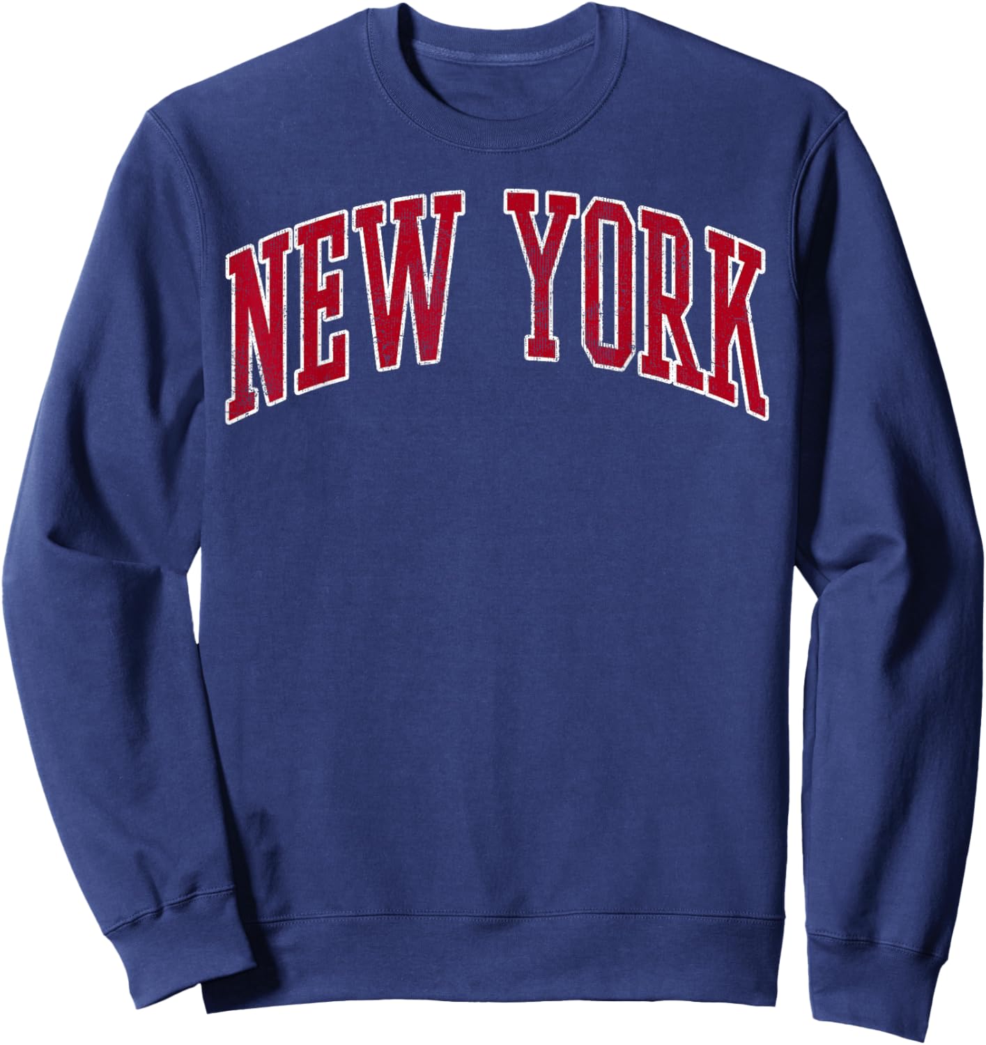New York Vintage Preppy Varsity Sports Design Red Text Sweatshirt - Sweatshirt | Navy