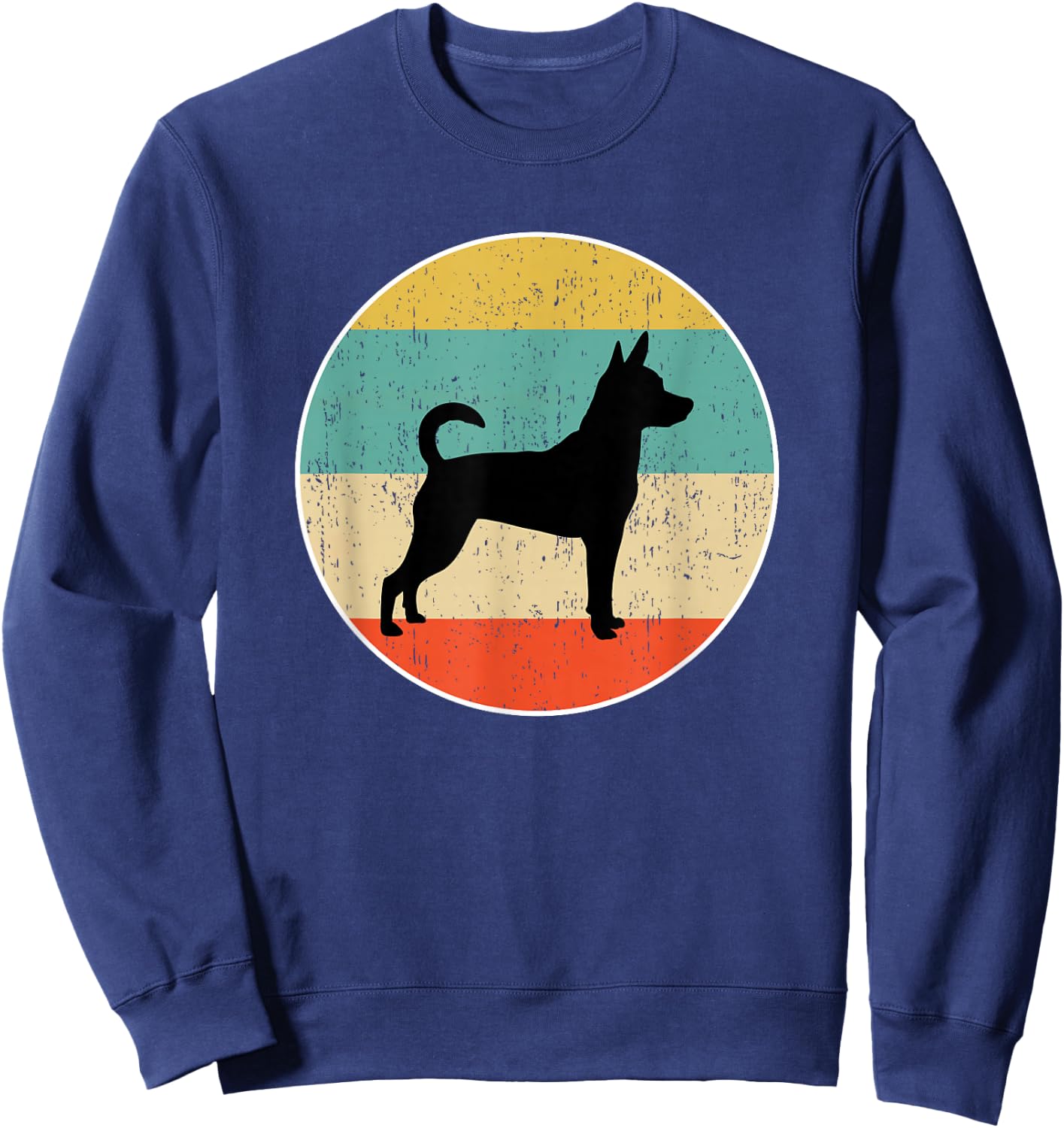 Rat Terrier Shirts & Gifts -Adults, Kids Black Cotton Blend Retro Graphic Sweatshirt - Sweatshirt | Navy