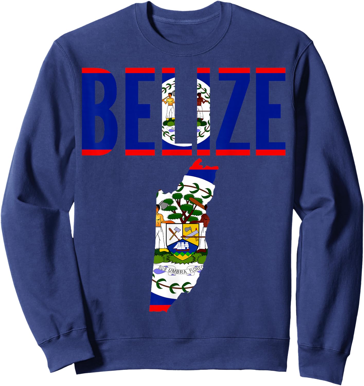 Belizean - Belize Country Map Flag Sweatshirt - Sweatshirt | Navy