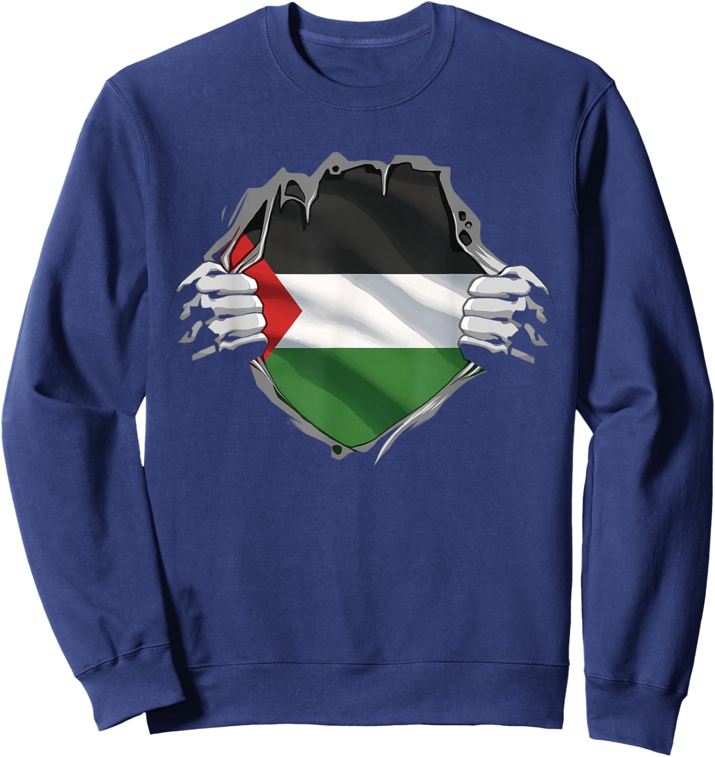 Palestine Shirt Palestinian Flag Arabic Roots Heritage DNA Sweatshirt - Sweatshirt | Navy