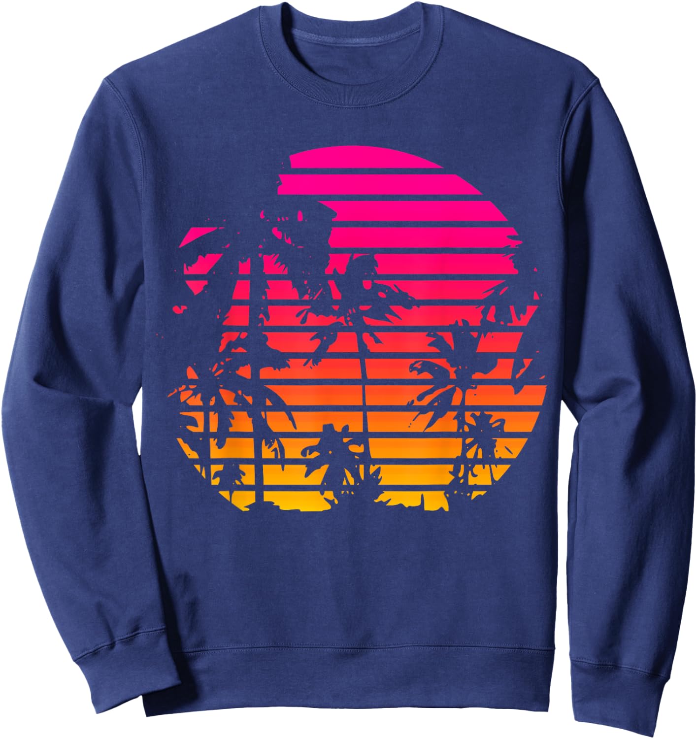 1980's Summer Tropical Beach Palm Tree Sunset Women Girls Kids Sweatshirt - Sweatshirt | Navy