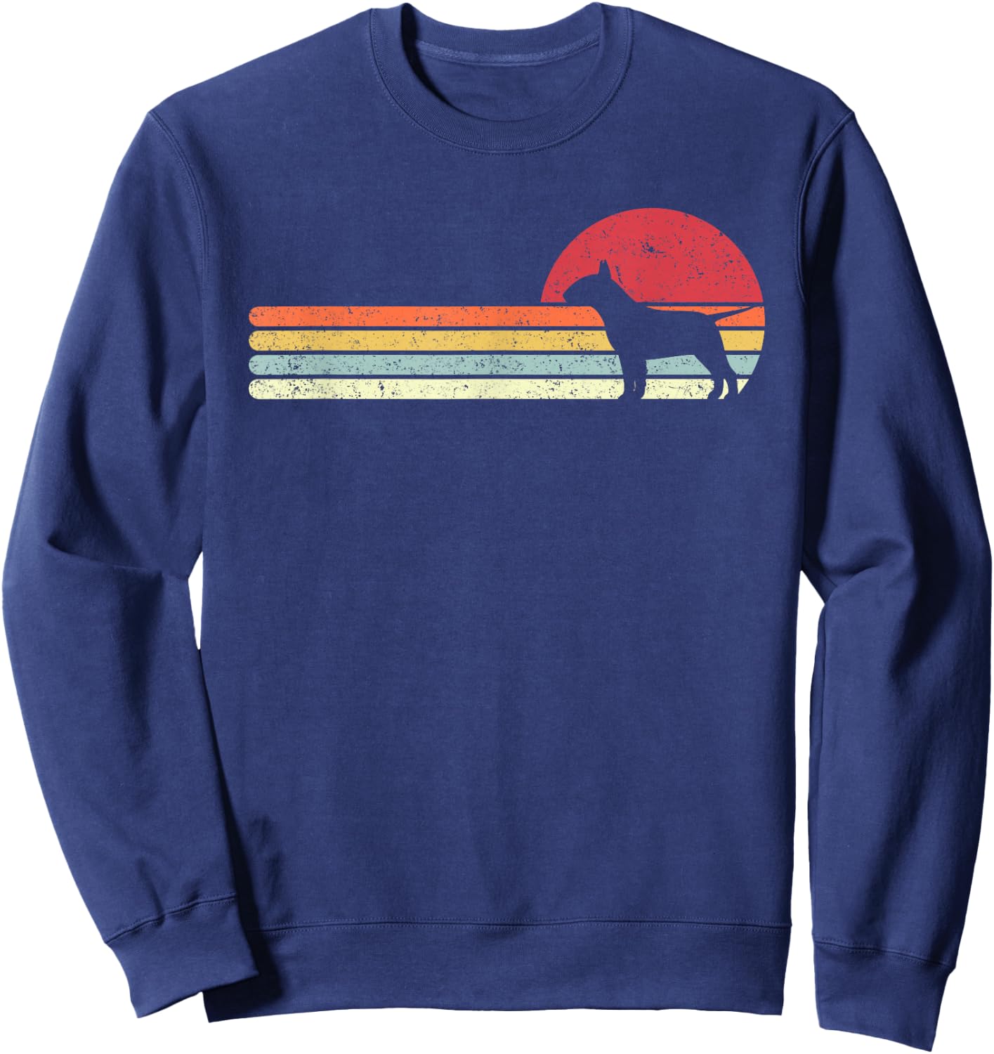 Pack A Punch Bull Terrier Retro Style - Men's -Adults Black Short Sleeve Classic Fit Cotton Blend - Small Sweatshirt - Sweatshirt | Navy