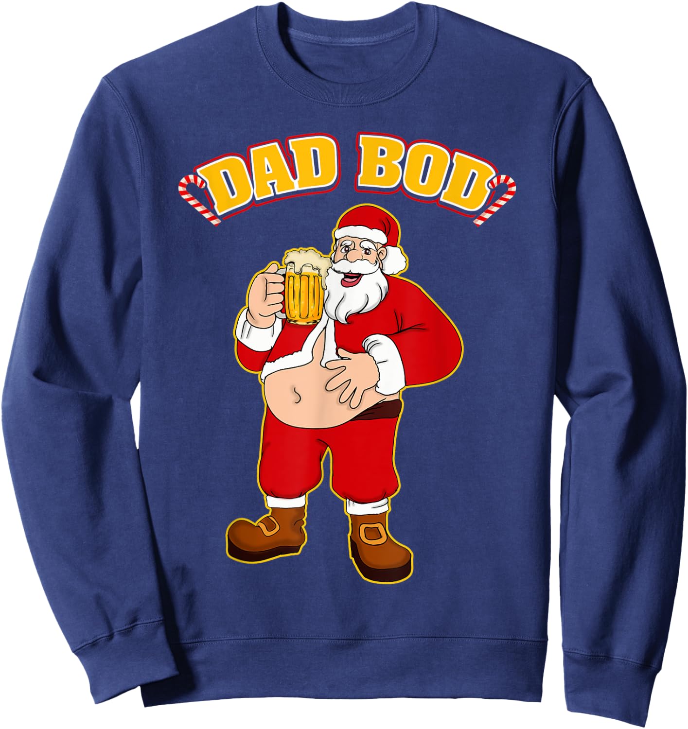 Santa Belly DAD BOD Funny Christmas Beer Belly Sweatshirt - Sweatshirt | Navy