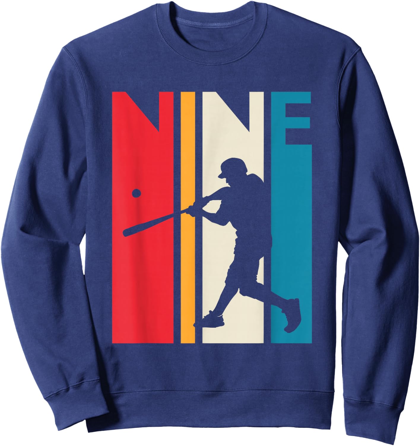 9th Birthday Gift Nine Vintage Baseball Birthday 9 Year Old Sweatshirt - Sweatshirt | Navy