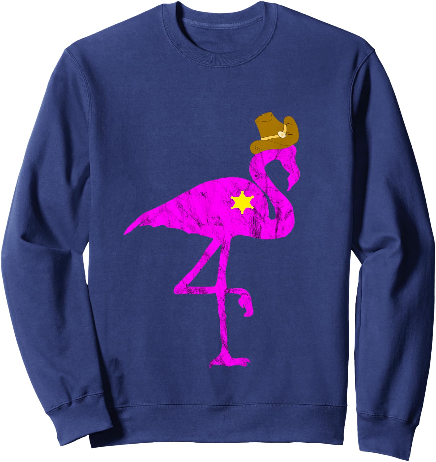 Cowboy Flamingo Exotic Bird Flamazing Sheriff Rancher Sweatshirt - Sweatshirt | Navy