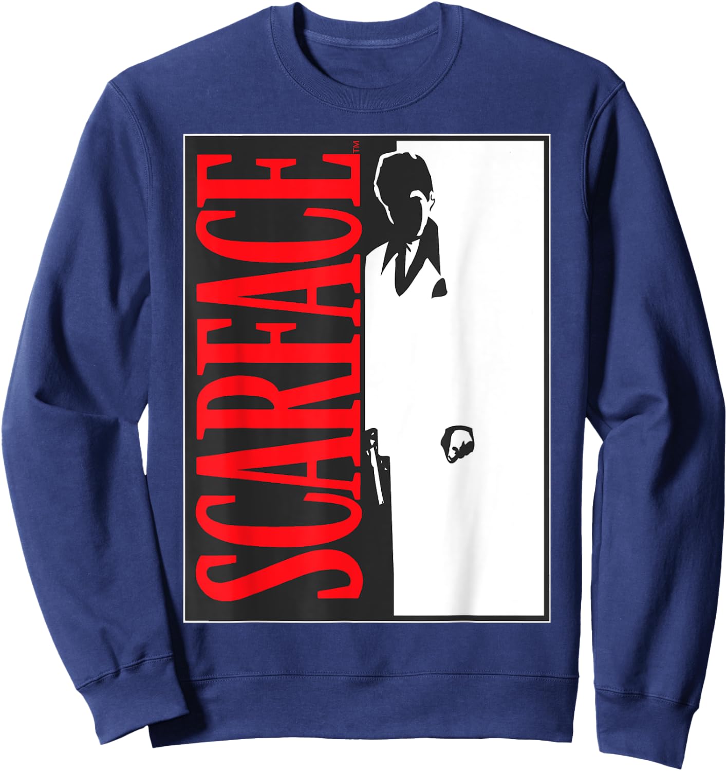 Scarface Black and White Movie Poster Graphic Sweatshirt - Sweatshirt | Navy