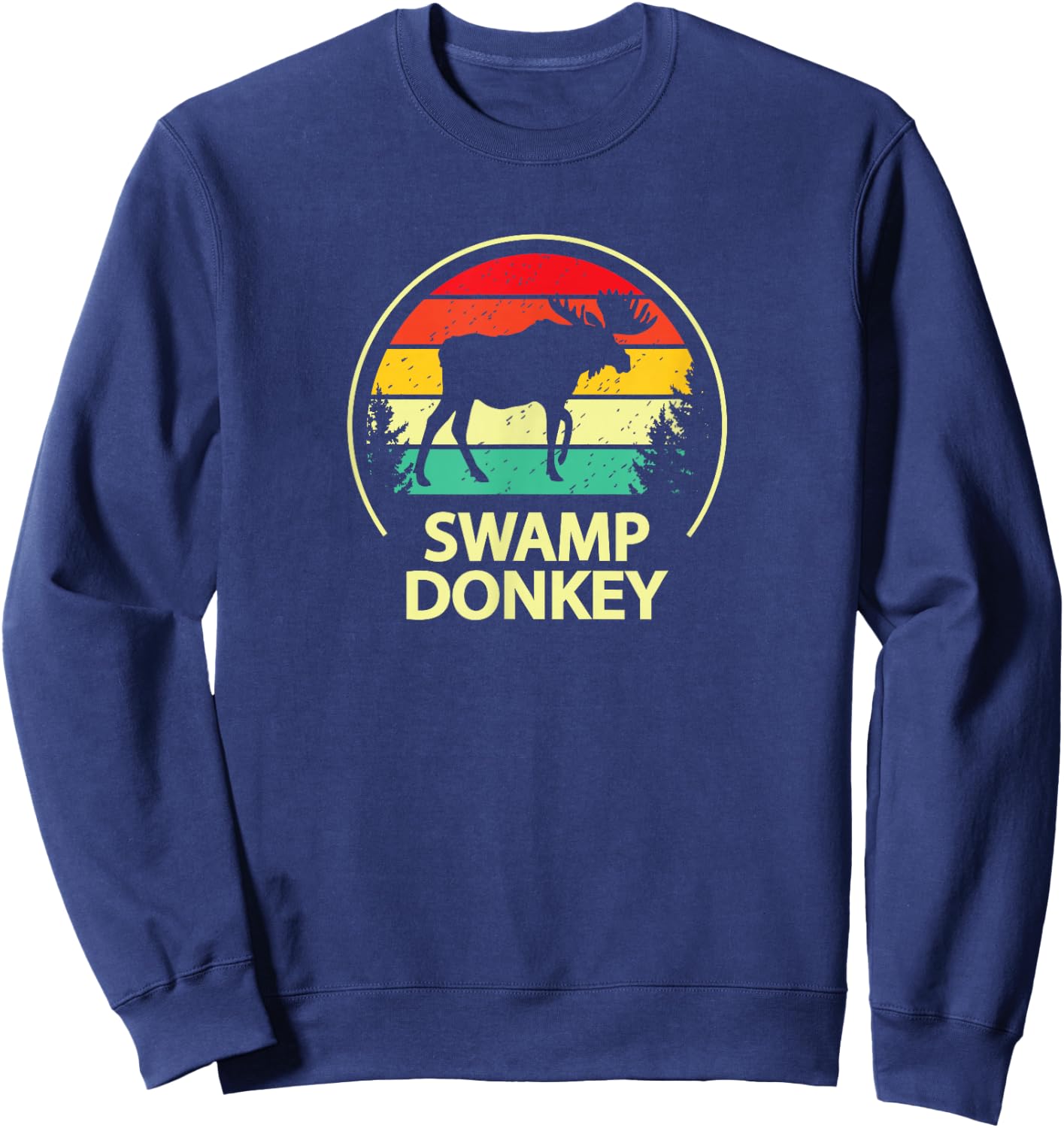 Retro Vintage Funny Swamp Donkey Moose Sweatshirt - Sweatshirt | Navy
