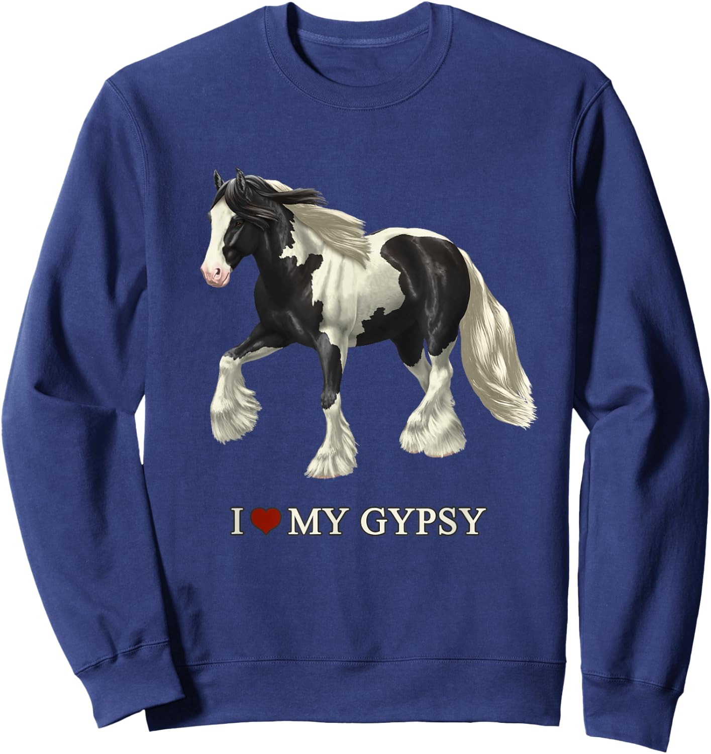 I Love My Black Pinto Gypsy Vanner Horse Sweatshirt - Sweatshirt | Navy