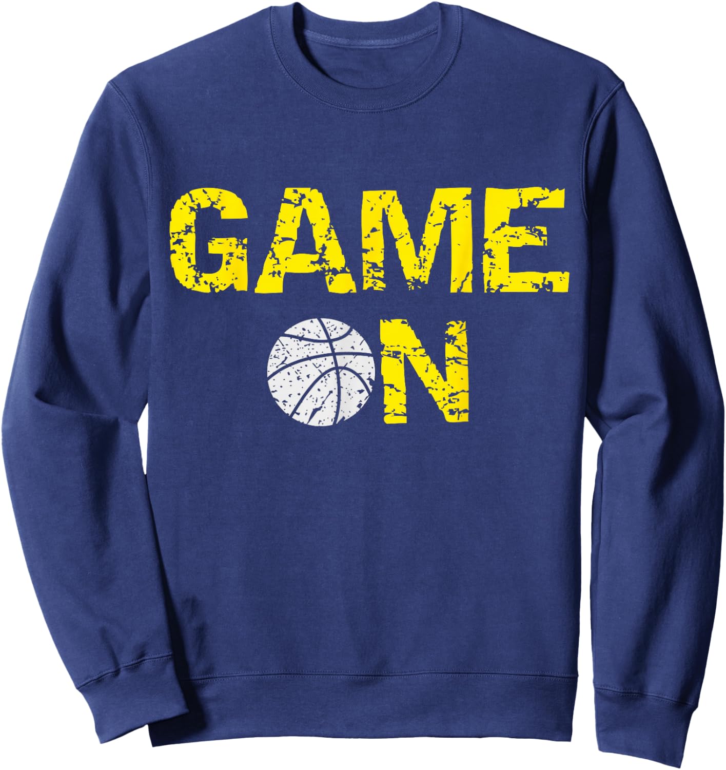 Game On Basketball; Blue Black Yellow Gold Team Colors Sweatshirt - Sweatshirt | Navy