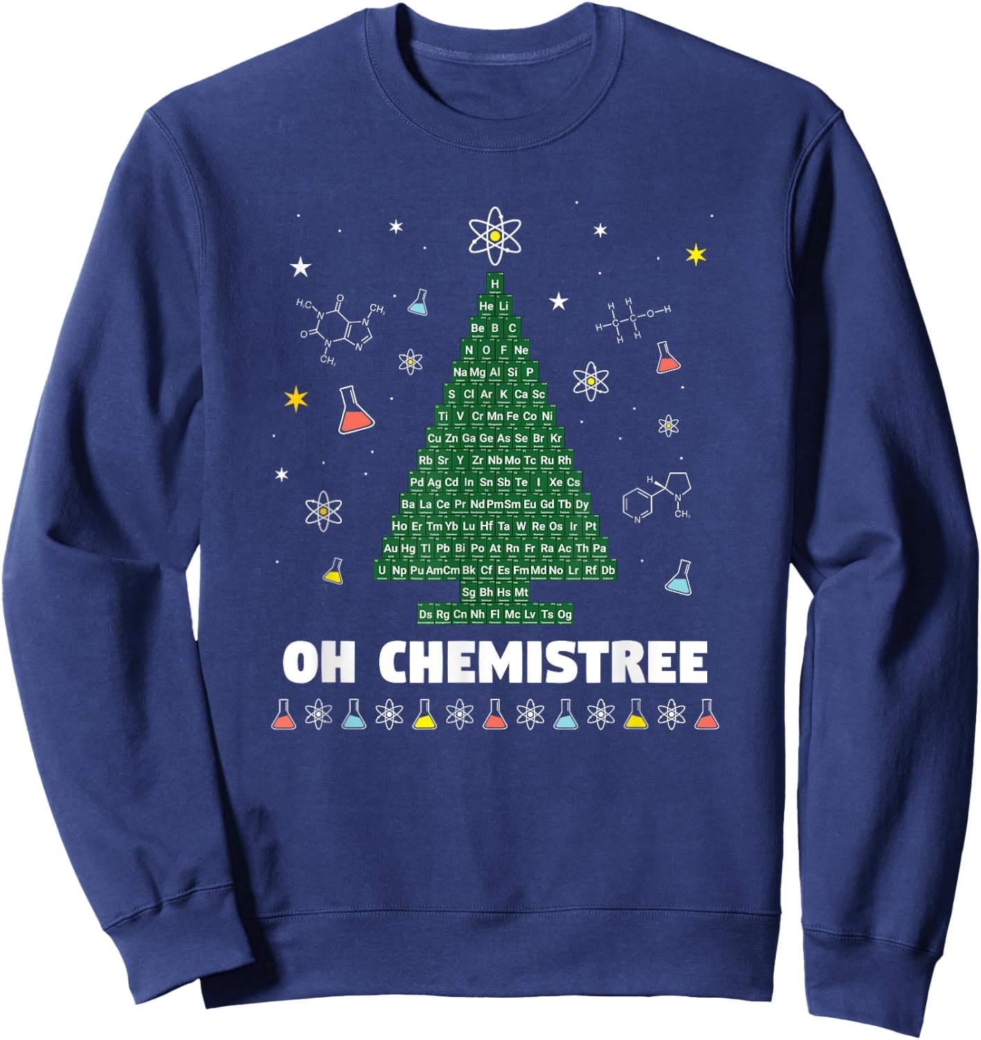 OH CHEMISTREE Periodic Table Chemistry Christmas Tree Sweatshirt - Sweatshirt | Navy