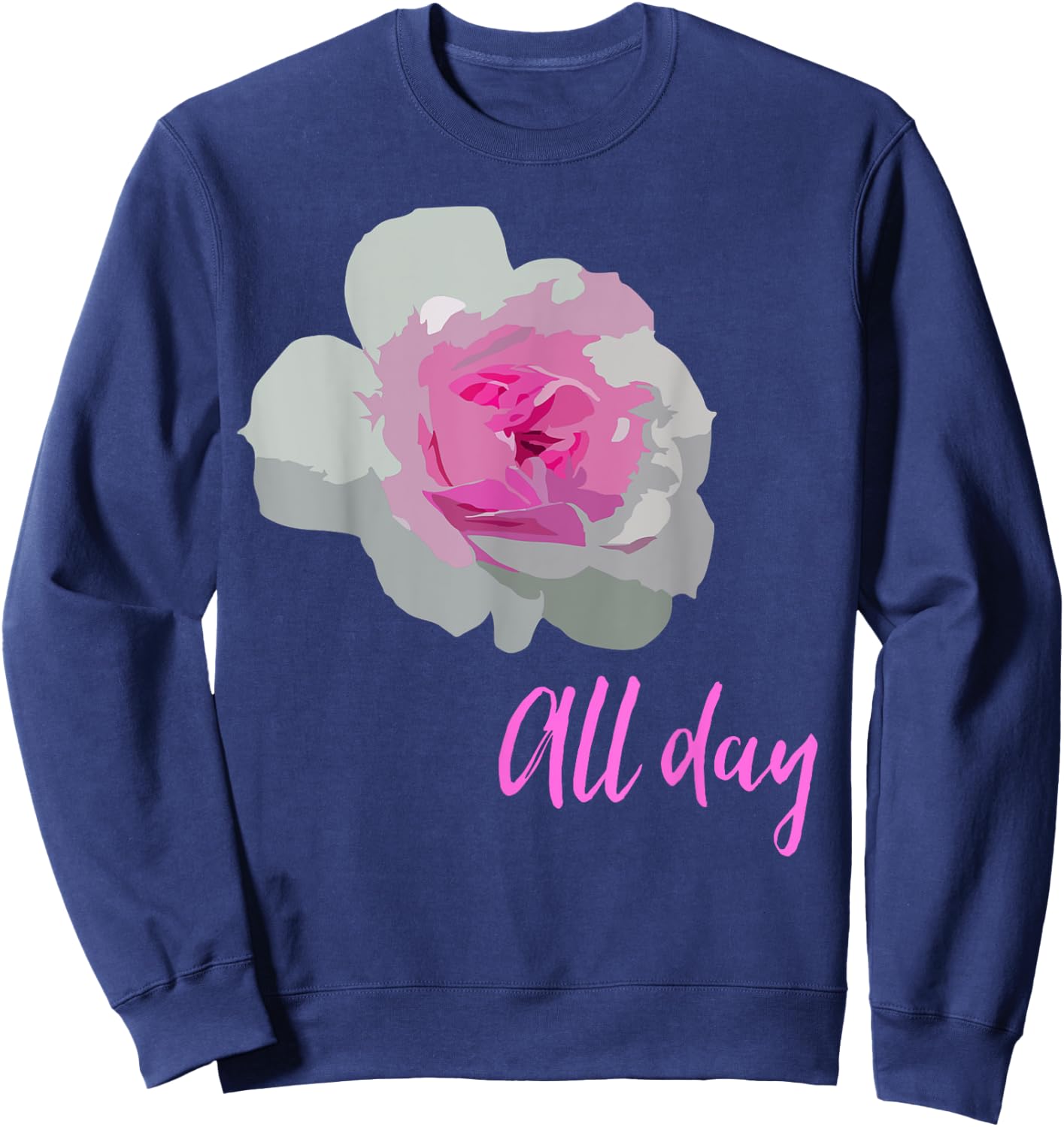 Rose All Day - Cute Wine Sweatshirt - Sweatshirt | Navy