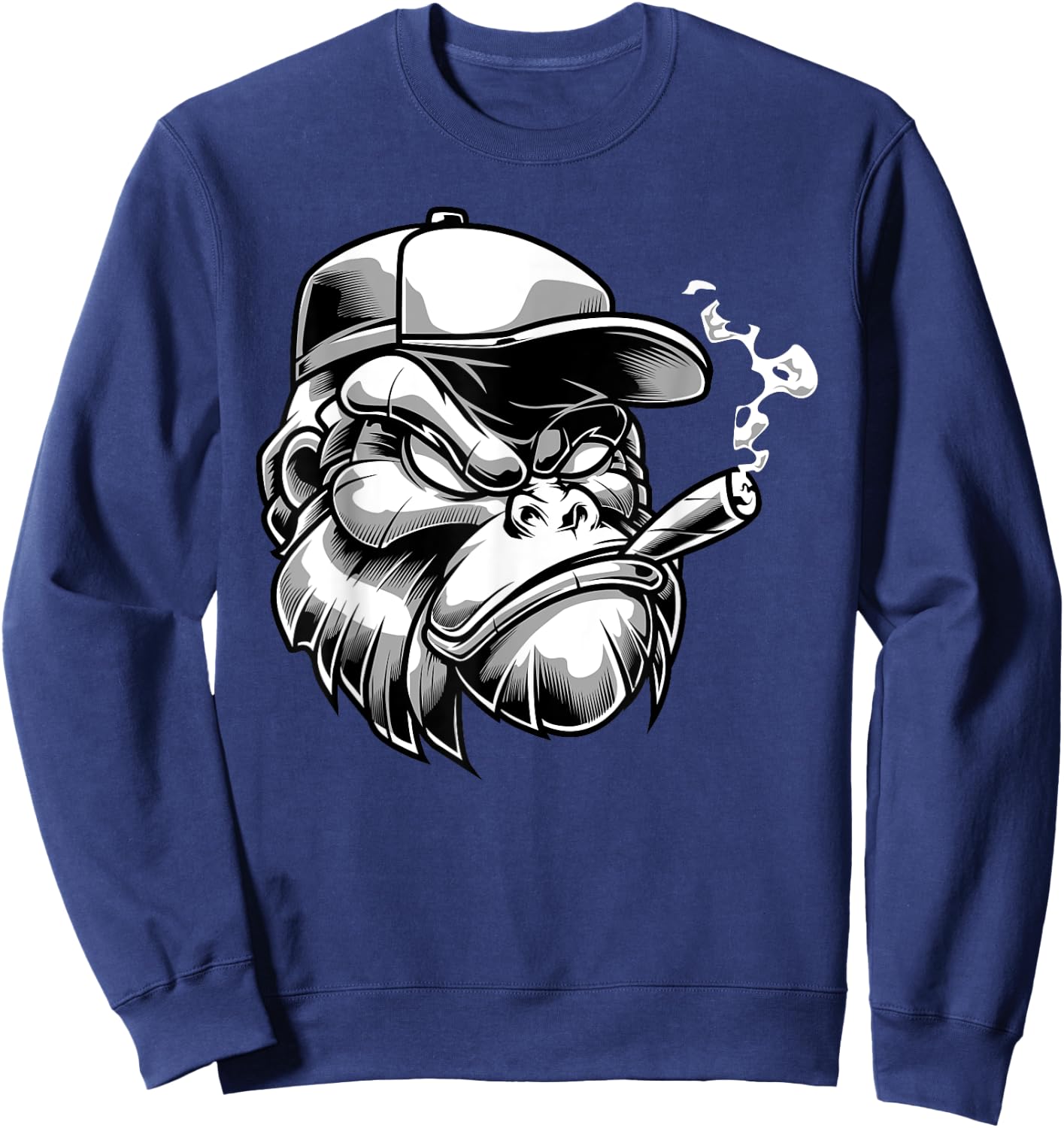 Gorilla with Cigar Silver Back Monkey Gift Sweatshirt - Sweatshirt | Navy