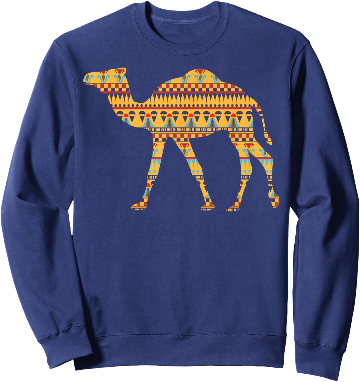 Camel T Shirt Middle Eastern Rug Pattern Women Men Kids Sweatshirt - Sweatshirt | Navy