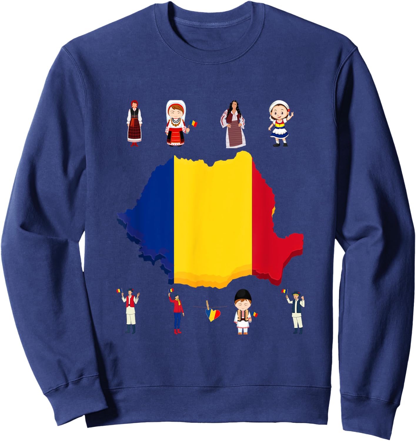 Traditional Romanian Family and Woman Sweatshirt - Sweatshirt | Navy