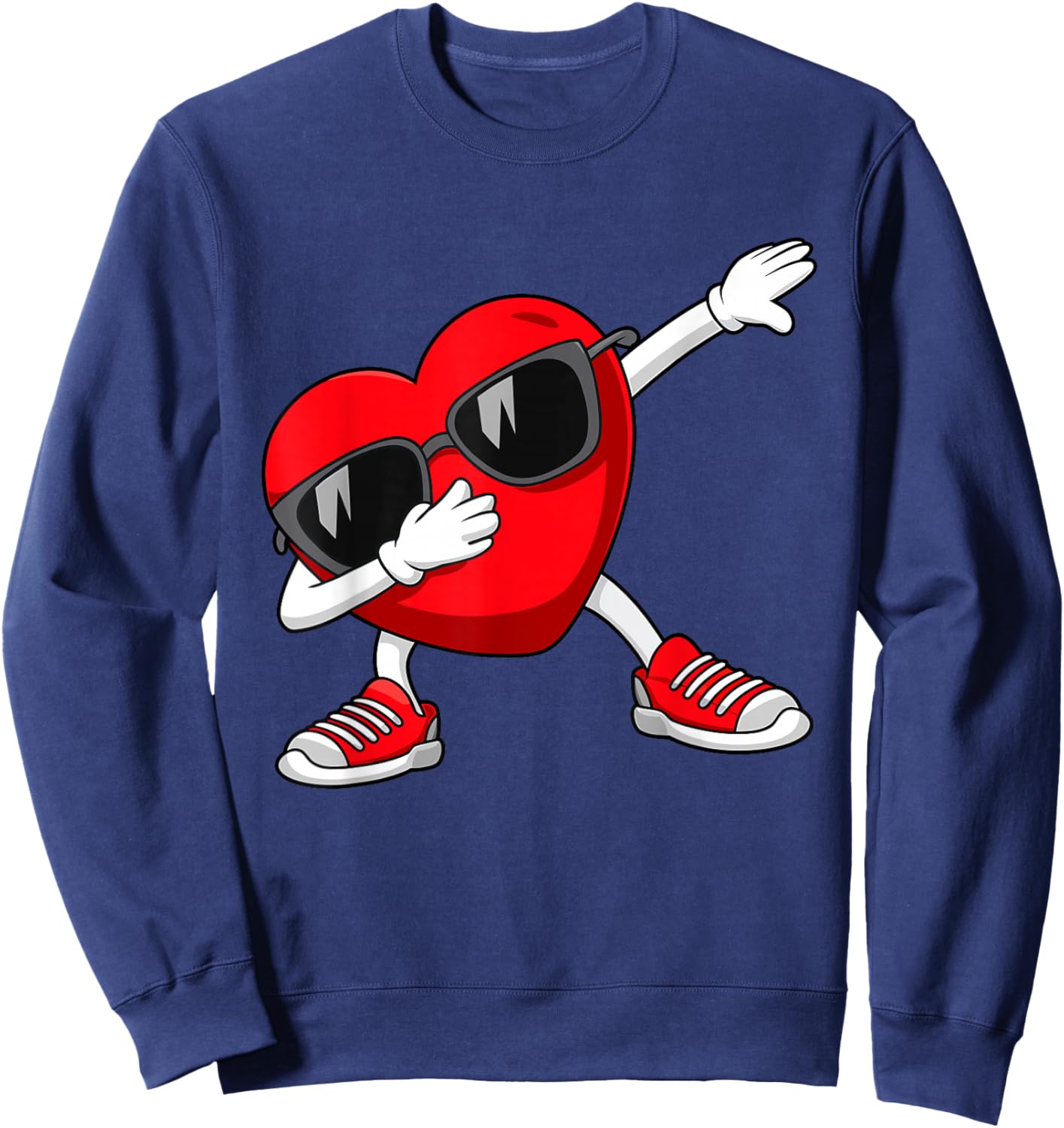 Valentines Day Dabbing Heart Dab For Teens Boys Girls Kids Sweatshirt - Sweatshirt | Navy