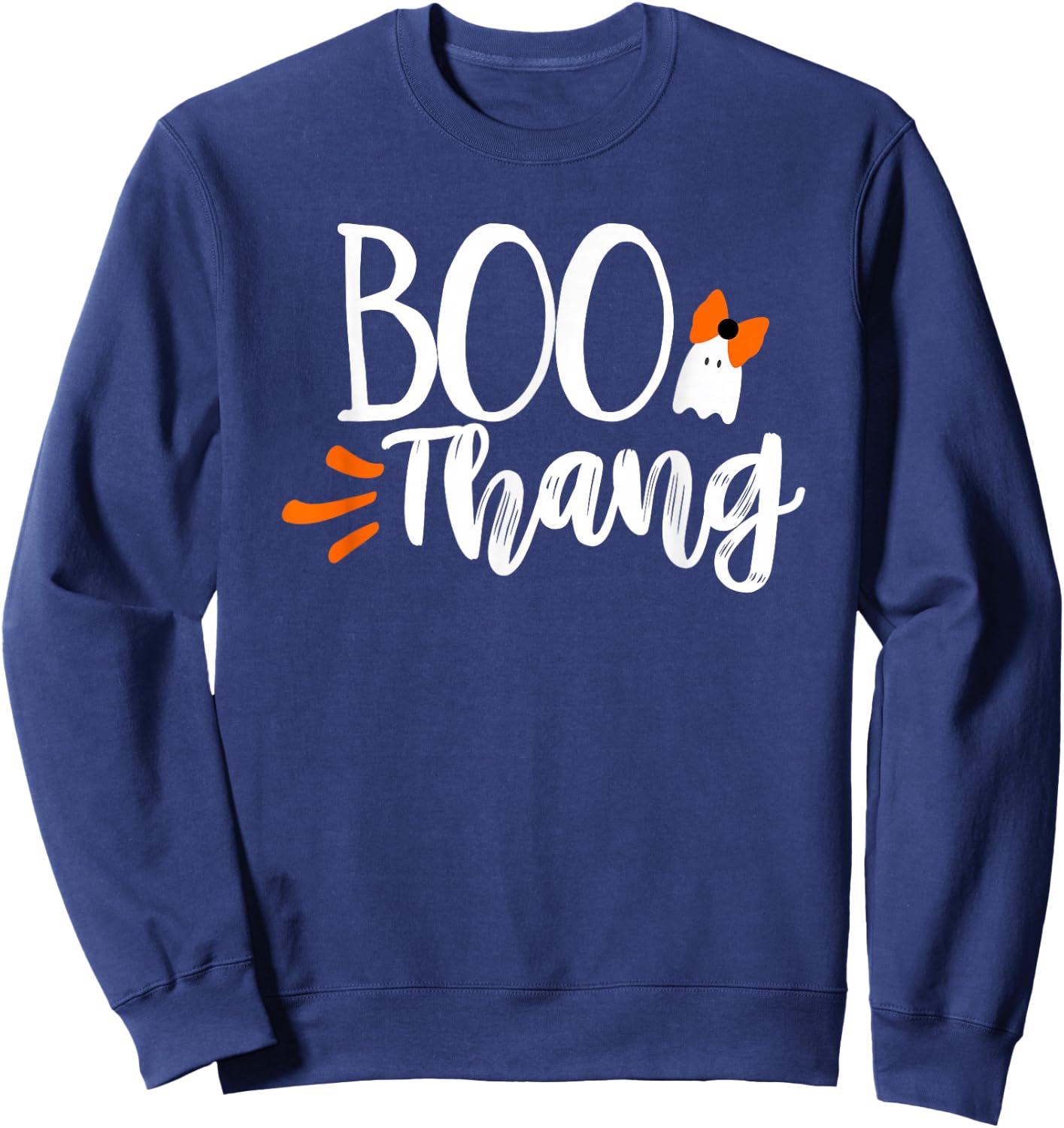 Boo Thang Thing Cute Halloween Ghost Girl's Bow Gift Sweatshirt - Sweatshirt | Navy
