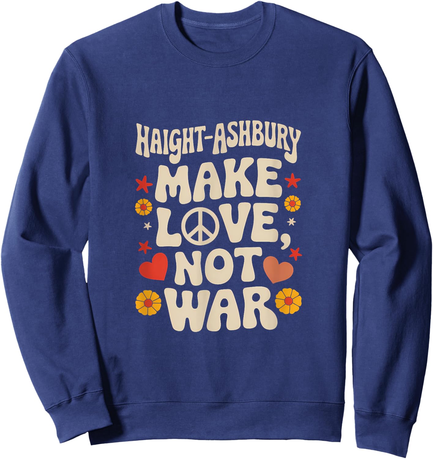 Haight Ashbury: Make Love Not War Retro Harmony Design Sweatshirt - Sweatshirt | Navy