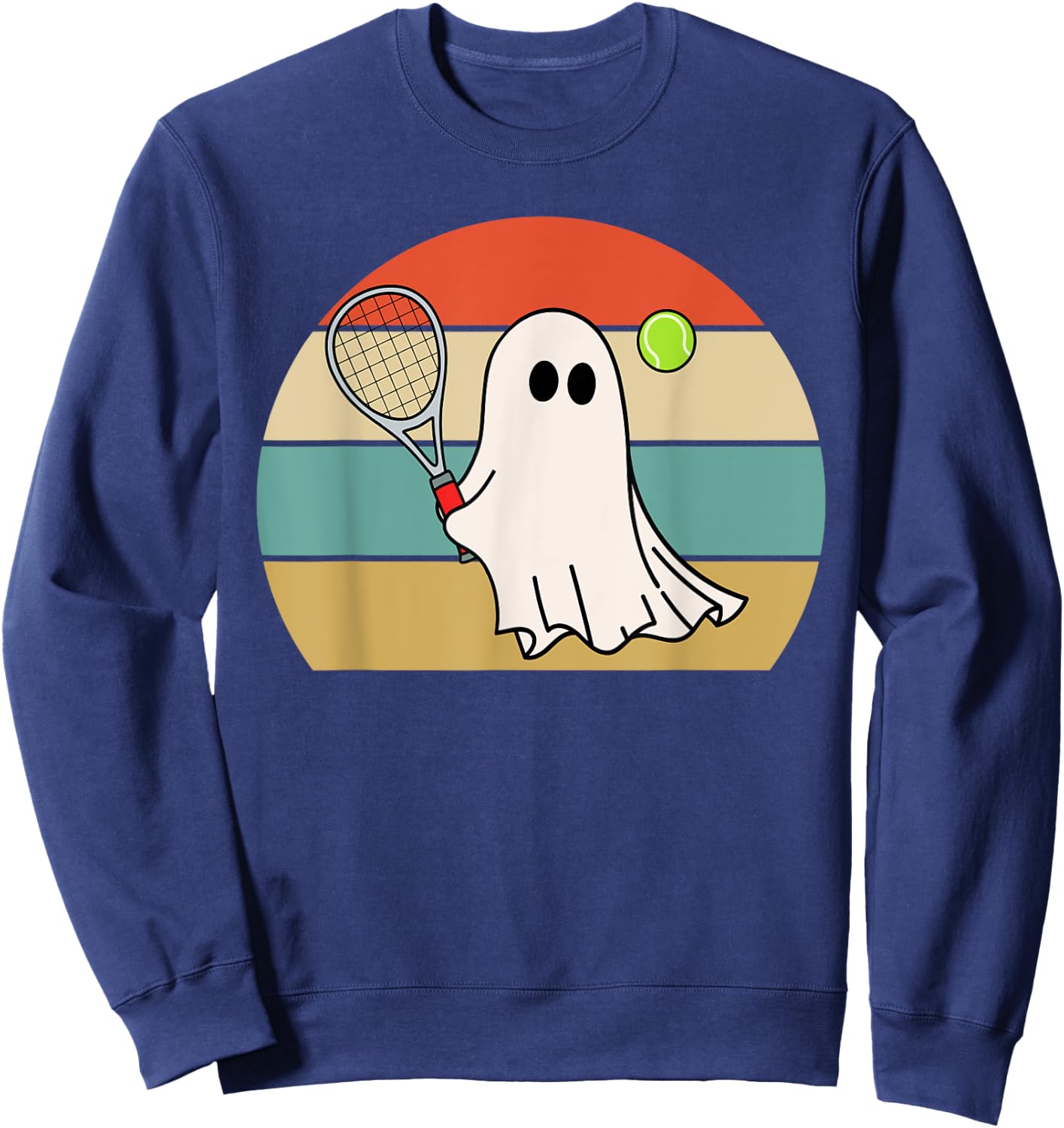 Funny Ghost Playing Tennis Lover Women, Halloween Sweatshirt - Sweatshirt | Navy