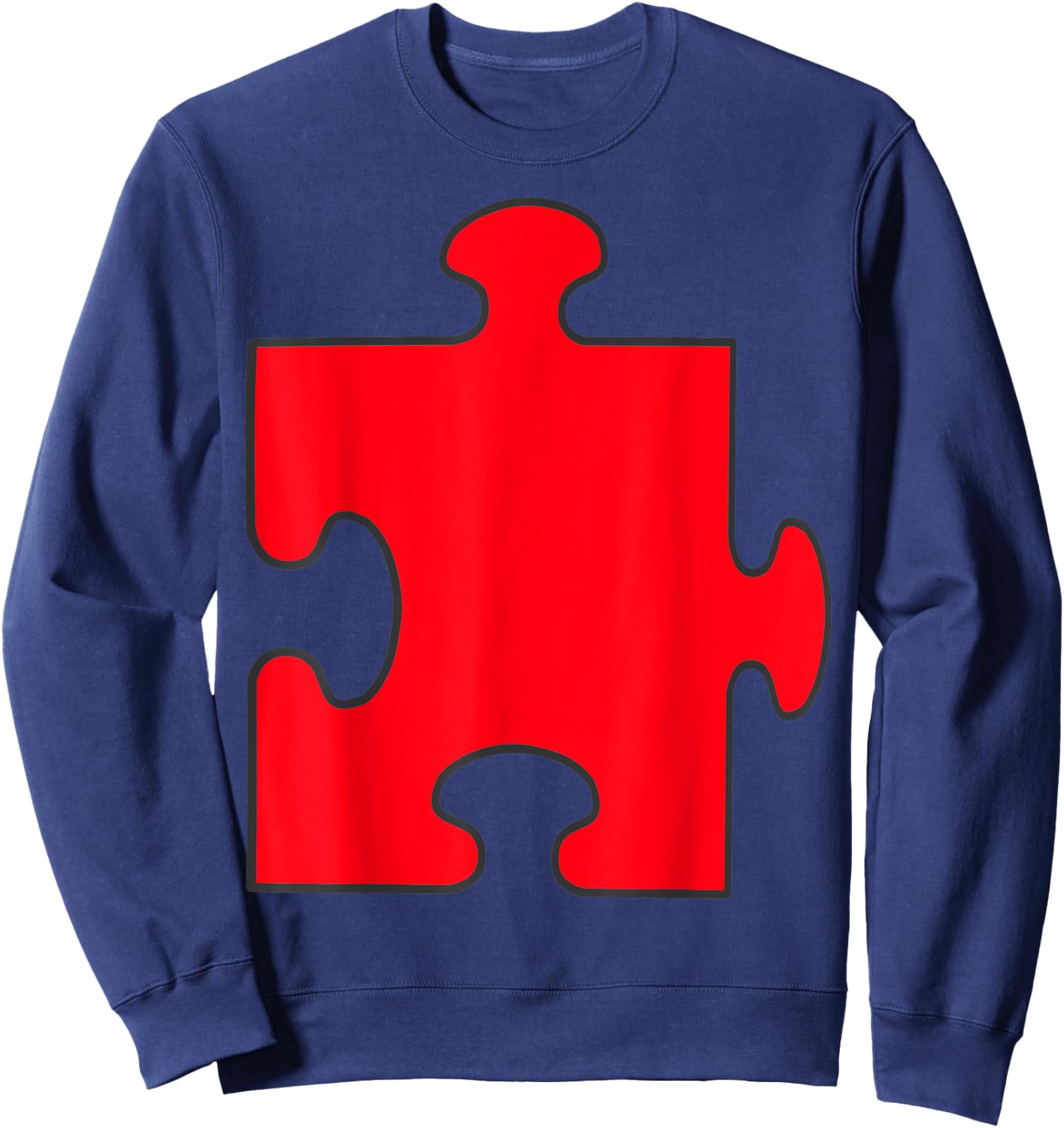 Halloween Group Couple Costumes - Red Puzzle Piece Costume Sweatshirt - Sweatshirt | Navy