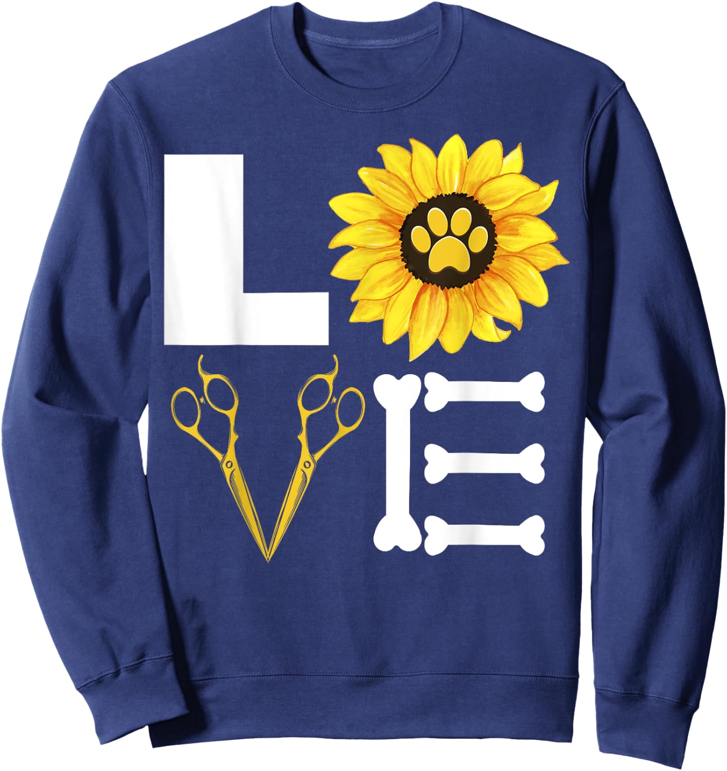 Pet Grooming Dog Sunflower Gift Design Idea Dog Lovers Women Sweatshirt - Sweatshirt | Navy