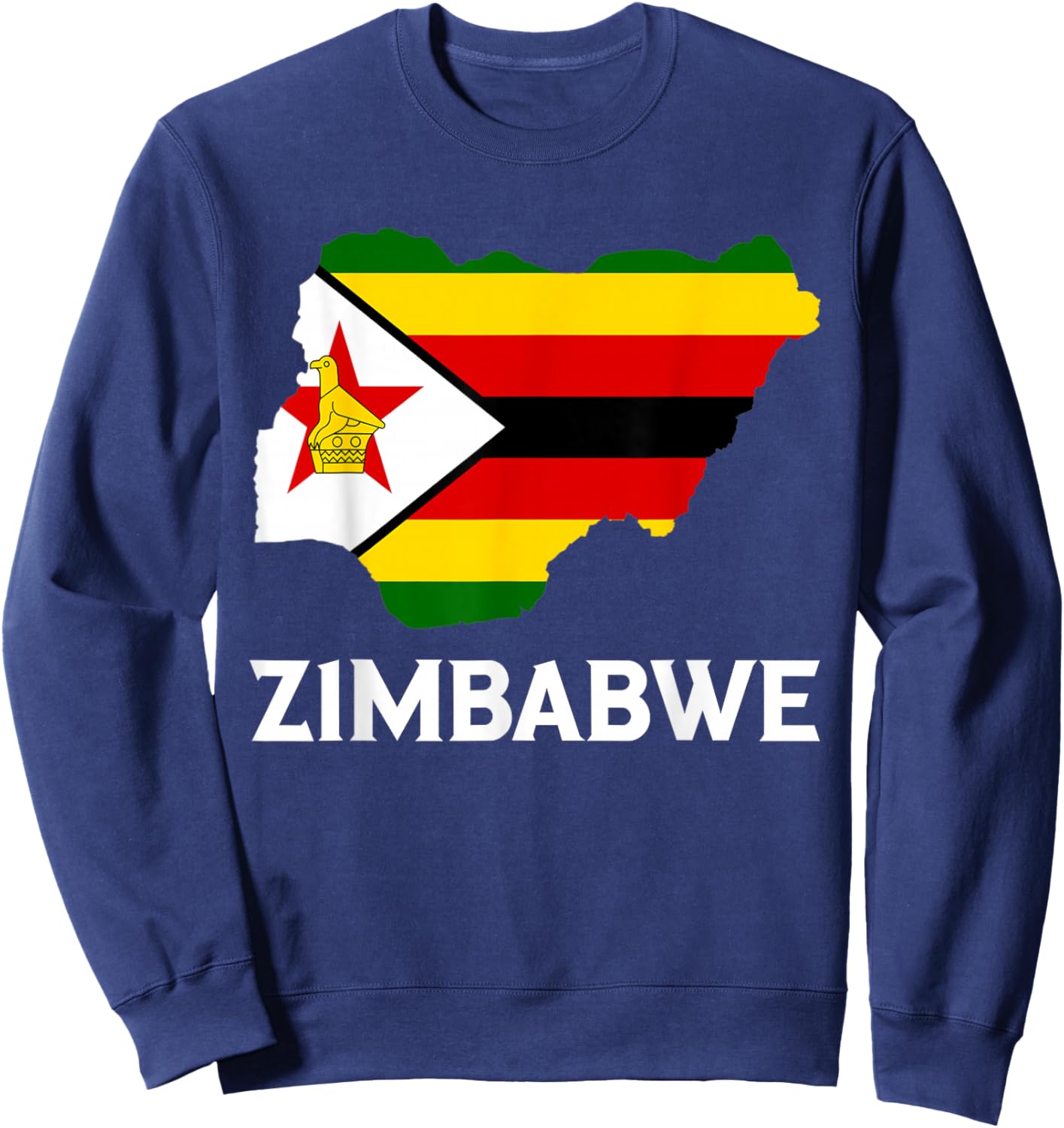 Zimbabwean Pride Map Zimbabwean Roots Zimbabwe Flag Sweatshirt - Sweatshirt | Navy
