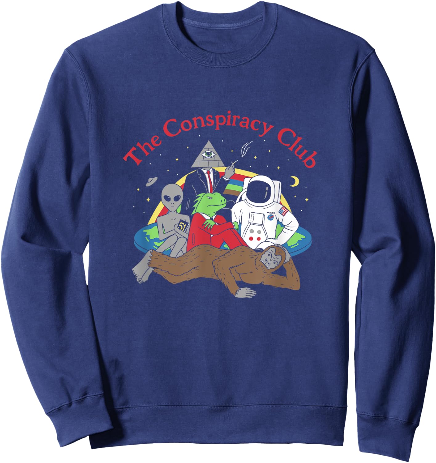 The Conspiracy Club Funny Parody Sweatshirt - Sweatshirt | Navy