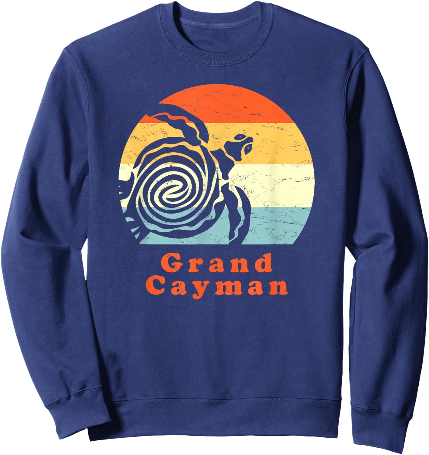 Vintage Retro Grand Cayman Tribal Turtle Sun Vacation Gift Sweatshirt - Sweatshirt | Navy