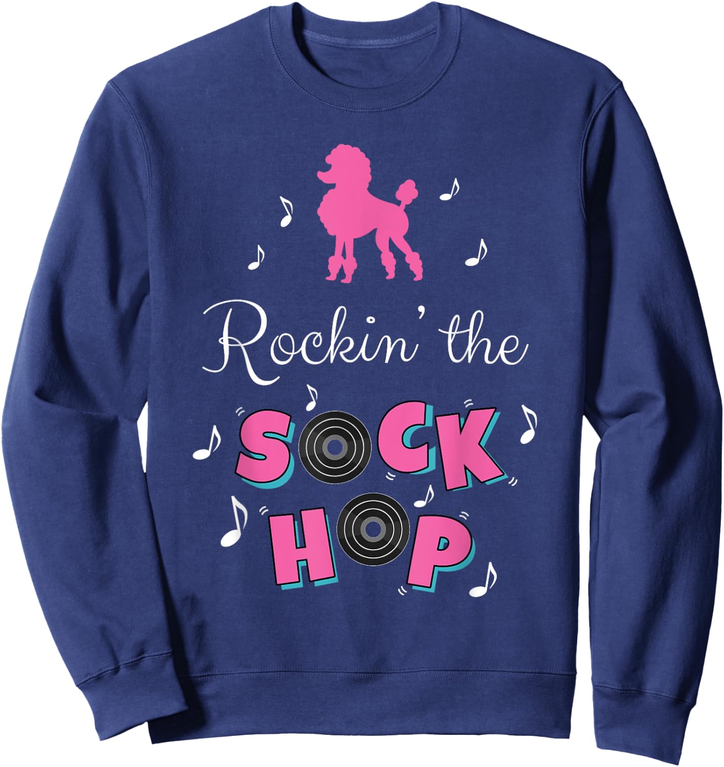 Sock Hop Costume Girls Women Pink Poodle Sweatshirt - Sweatshirt | Navy