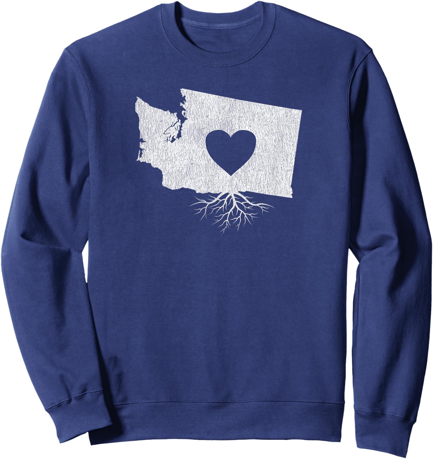 Distressed I Love Washington Heart and Roots T Shirt Sweatshirt - Sweatshirt | Navy