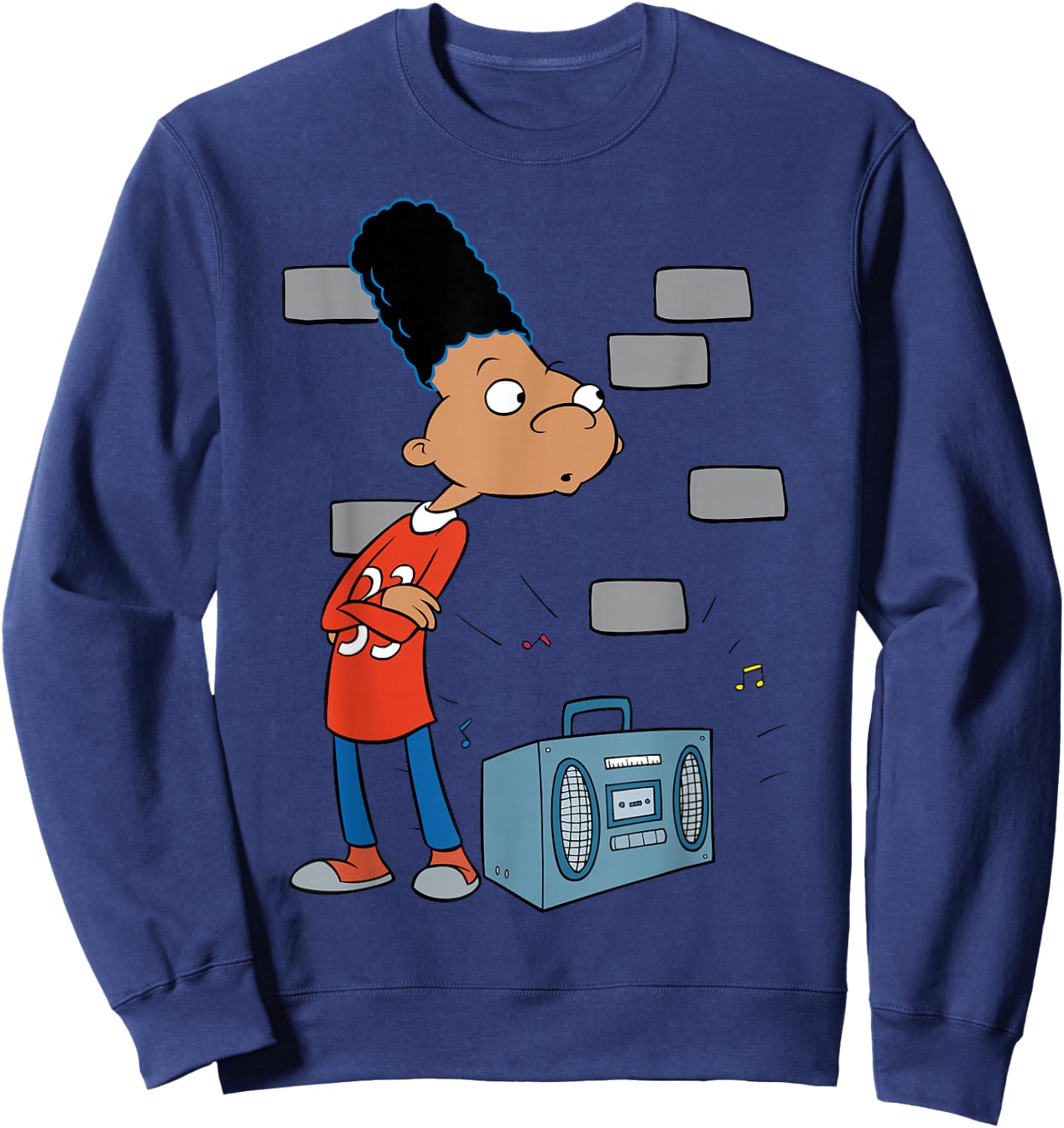 Hey Arnold! Gerald Pose Next To Stereo Sweatshirt - Sweatshirt | Navy