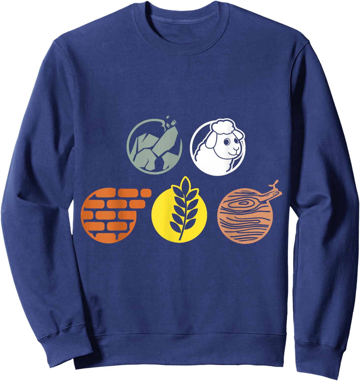 Life Components Brick, Wood, Rock, Wheat, Sheep Sweatshirt - Sweatshirt | Navy