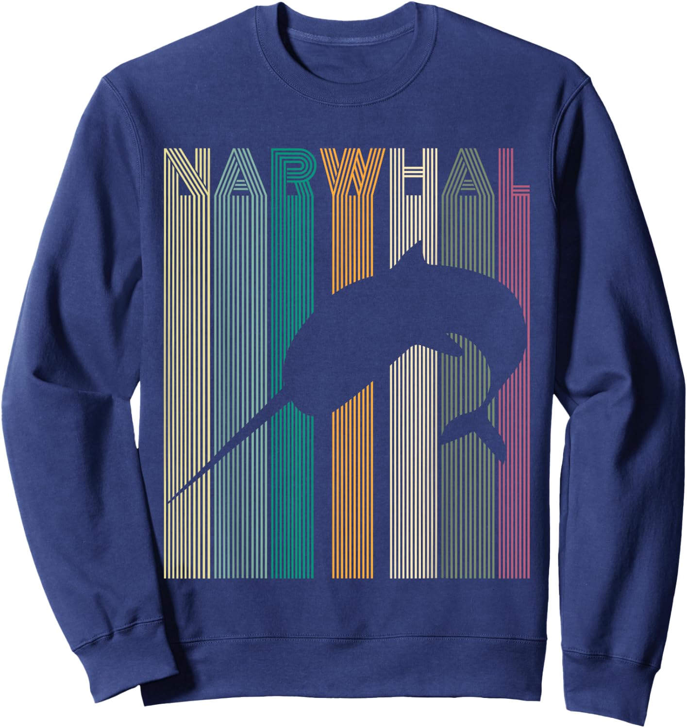 Kids Narwhal Retro Narwhal Shirt Women Men Boys Sweatshirt - Sweatshirt | Navy