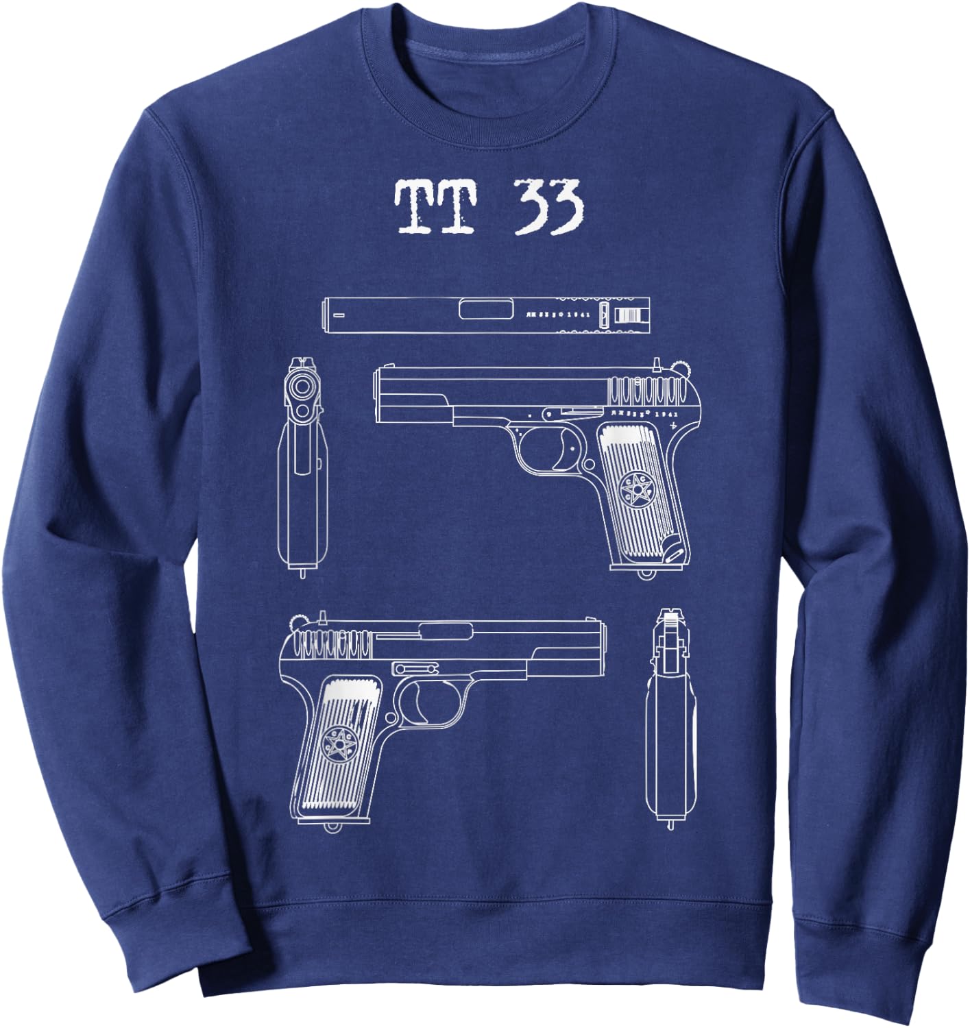 TT33 Tokarev blueprints, range Sweatshirt - Sweatshirt | Navy