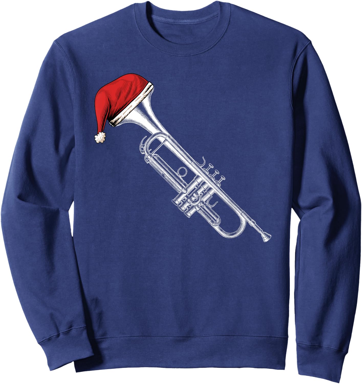 Santa Trumpet Christmas Jazz Music Xmas | For Trumpet Player Sweatshirt - Sweatshirt | Navy