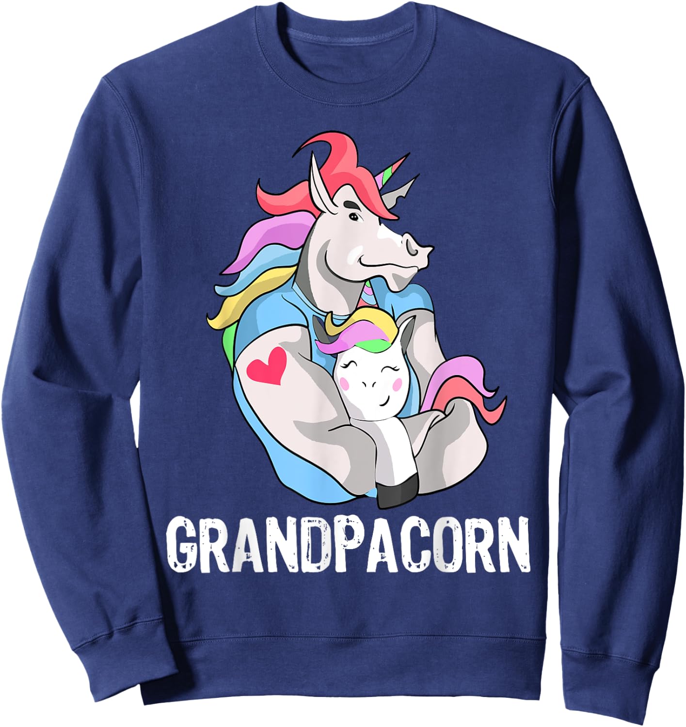 Grandpacorn Unicorn Grandpa and Grandson Sweatshirt - Sweatshirt | Navy