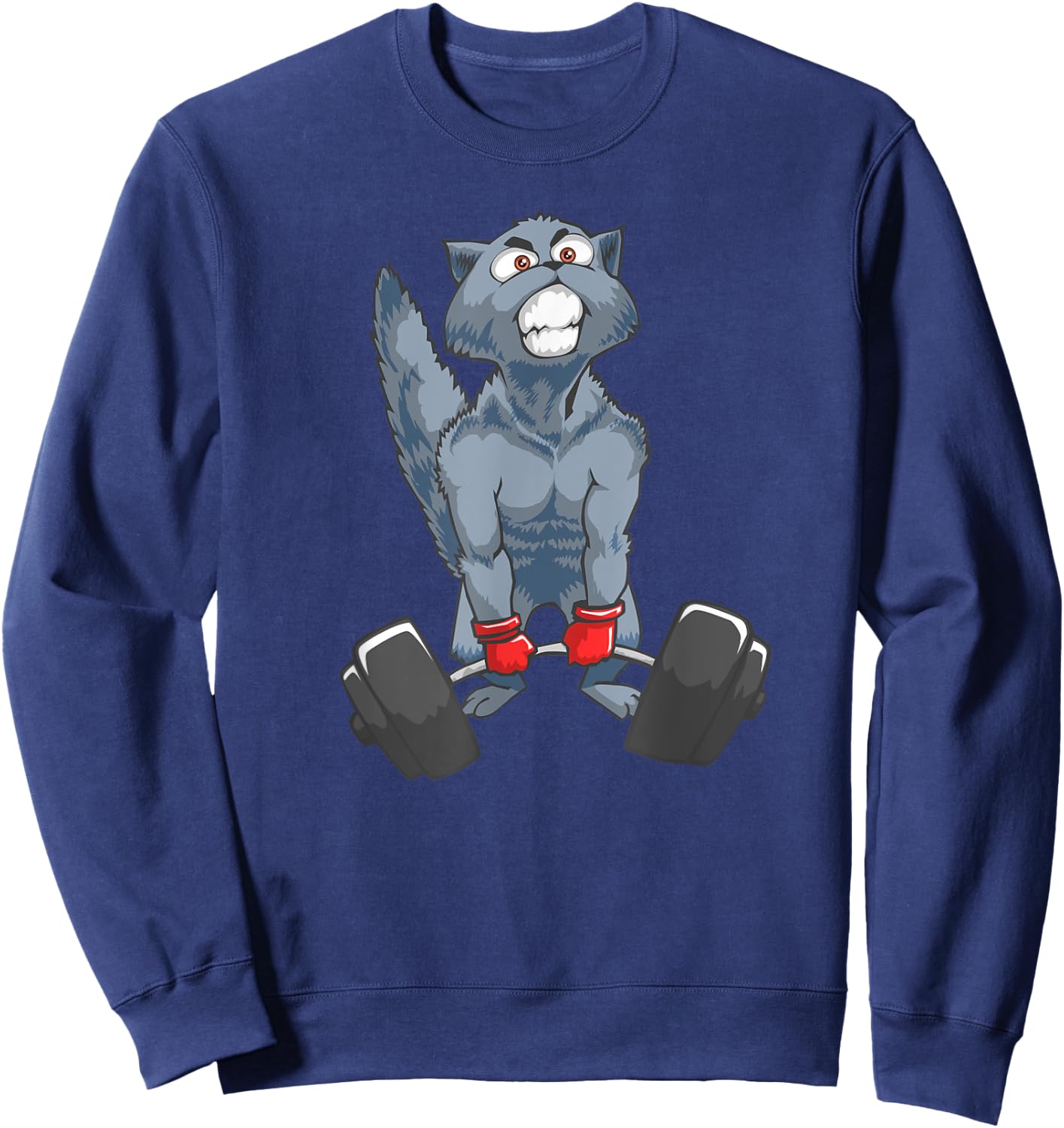 Deadlifting Cat, Weightlifters Gym Workout Bodybuilder Women Sweatshirt - Sweatshirt | Navy
