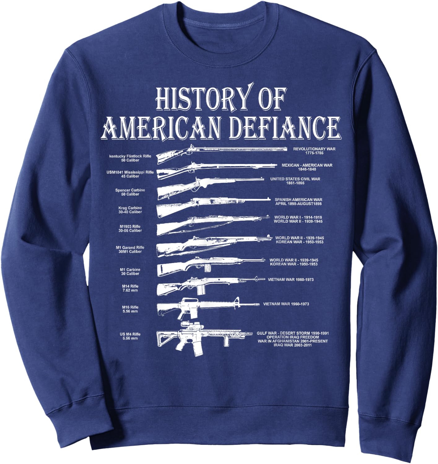 US rifles played a History of American Defiance Guns Shirt Sweatshirt - Sweatshirt | Navy