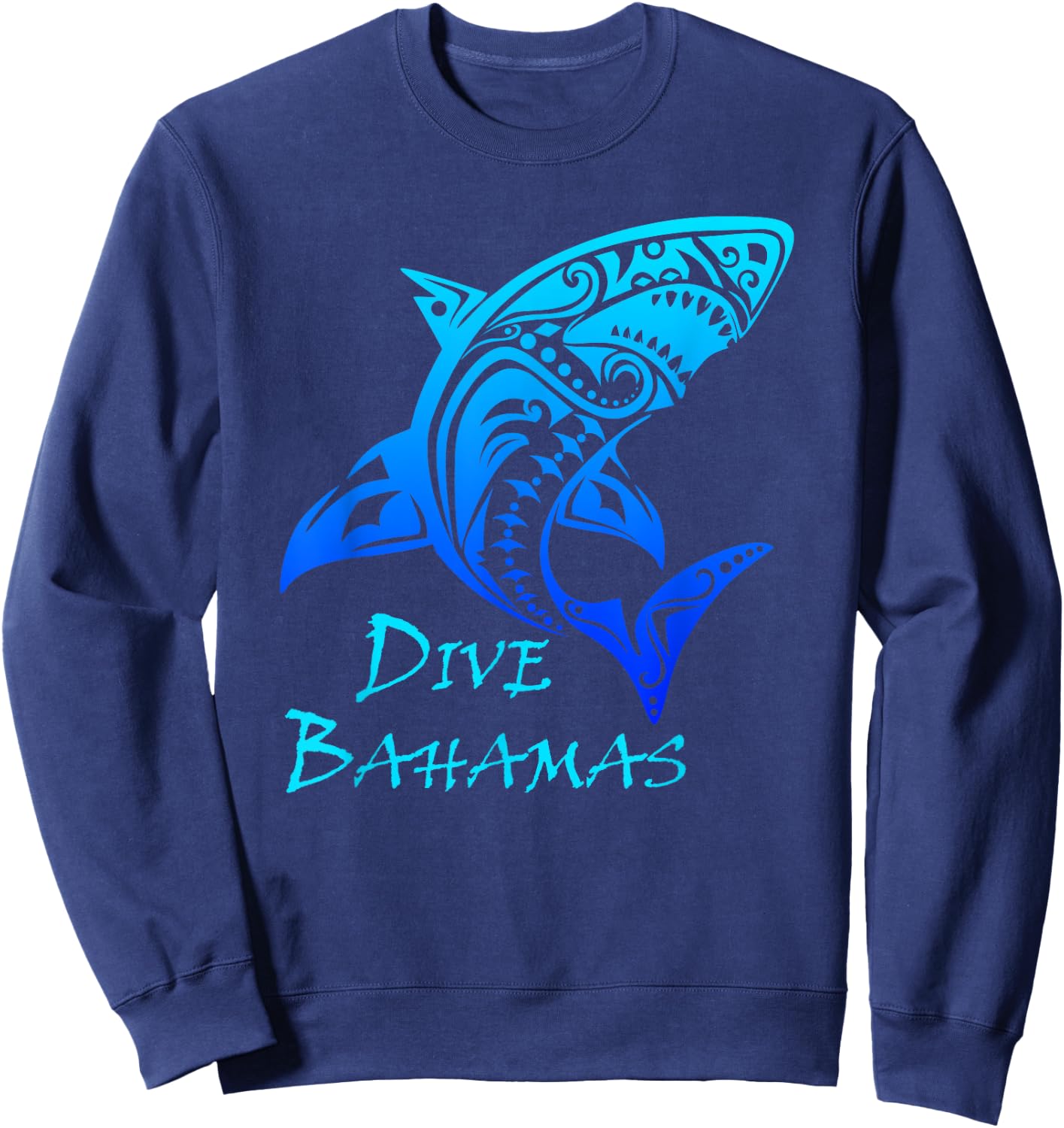 Dive Bahamas Tribal Shark Vintage Vacation Gift Sweatshirt - Sweatshirt | Navy