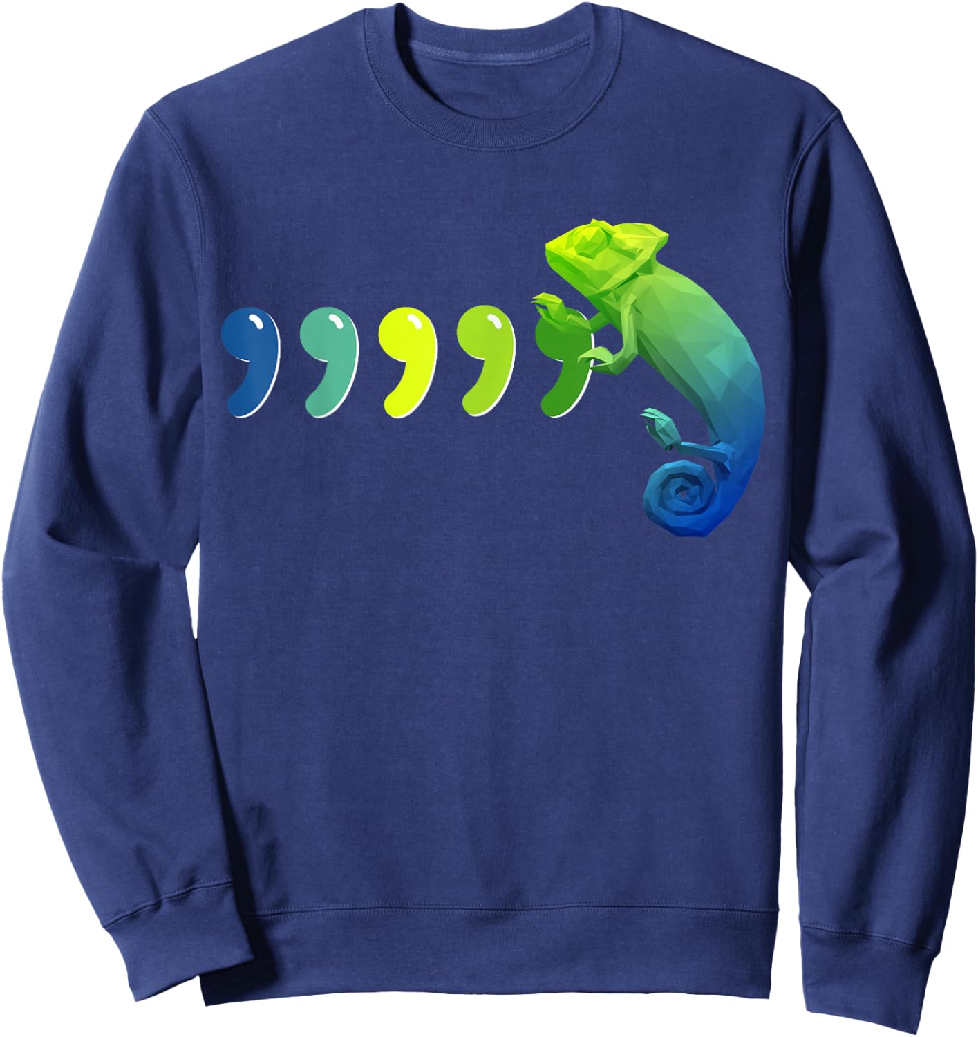 Comma Chameleon Shirt Funny 80s Throwback Retro Gift Sweatshirt - Sweatshirt | Navy