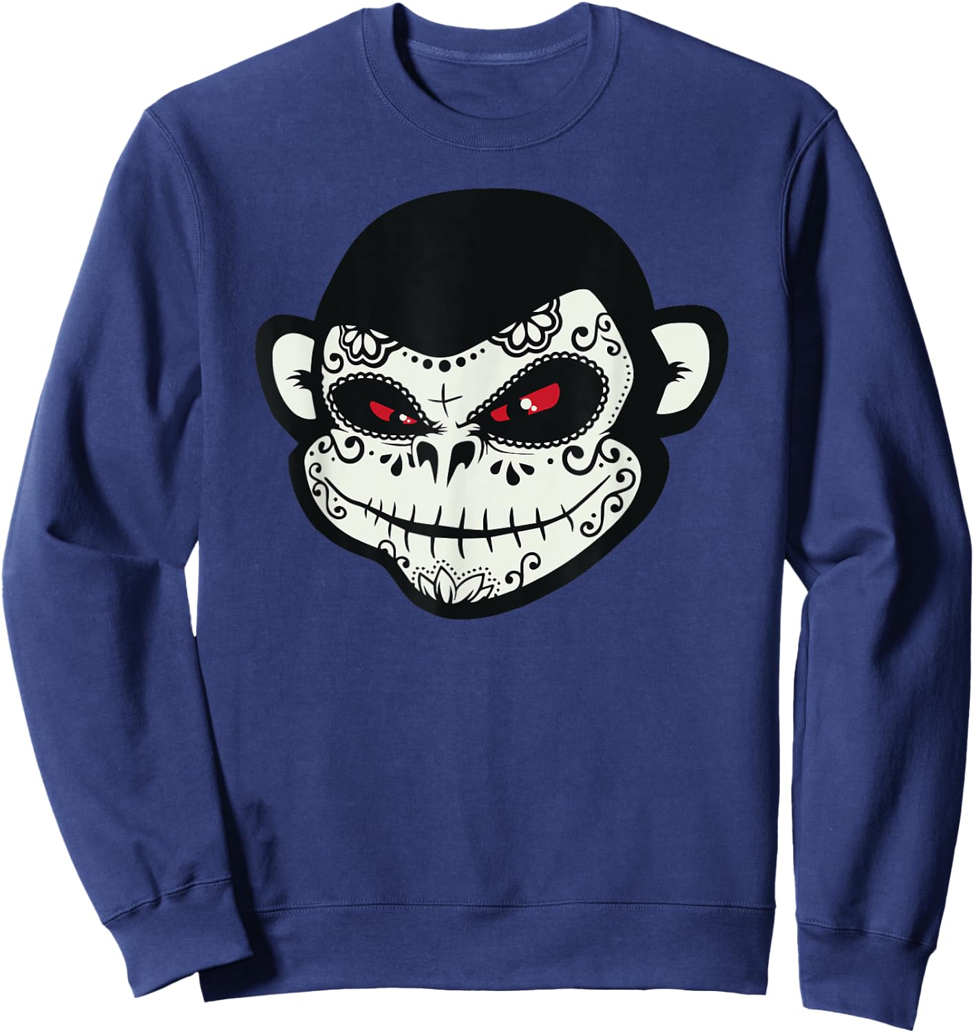 Sugar Skull Monkey Dia De Los Muertos Calavera Pun Sweatshirt - Sweatshirt | Navy