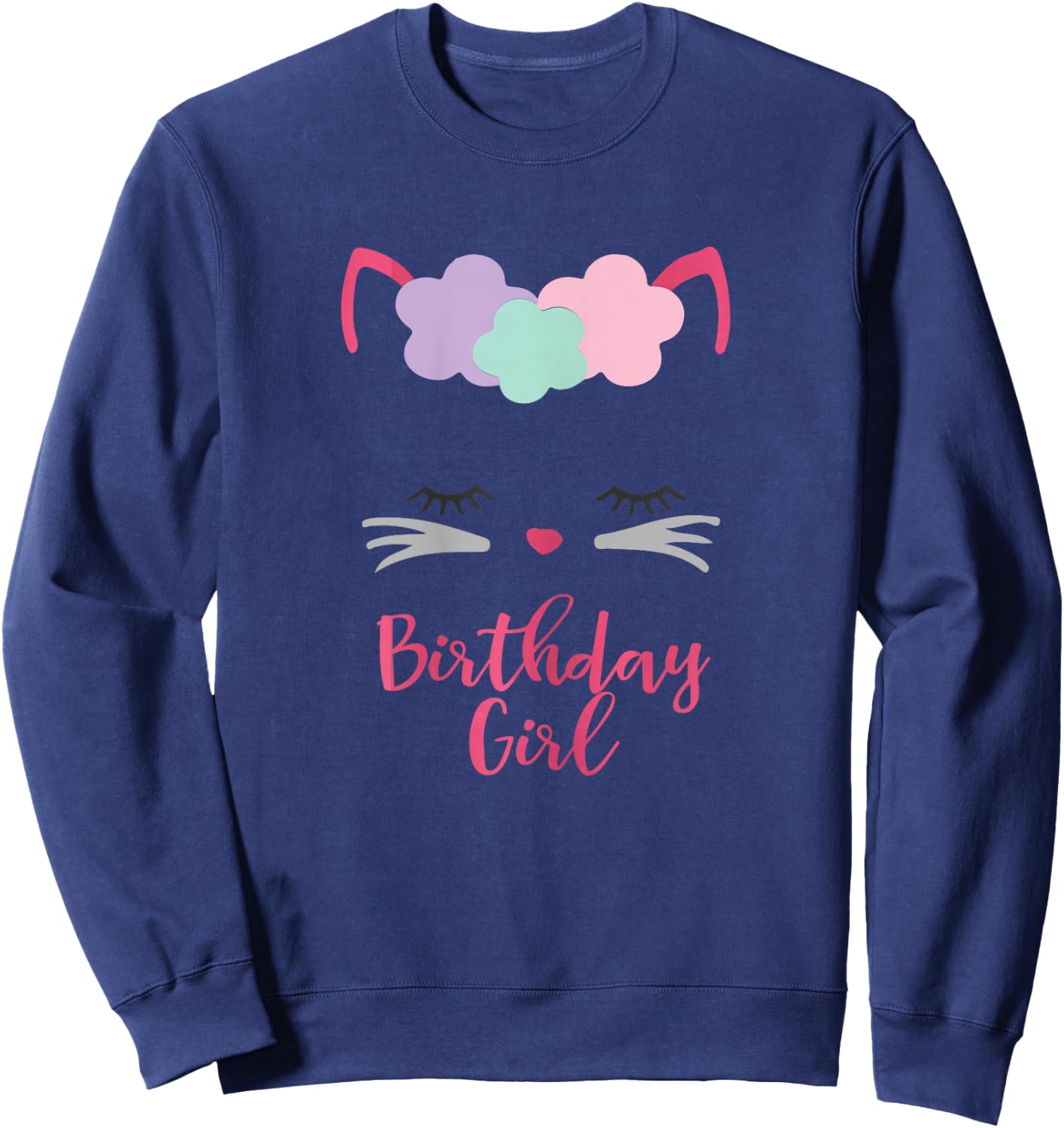 Kitten Birthday Cat Gift, Kitty Birthday Girl Outfit Sweatshirt - Sweatshirt | Navy